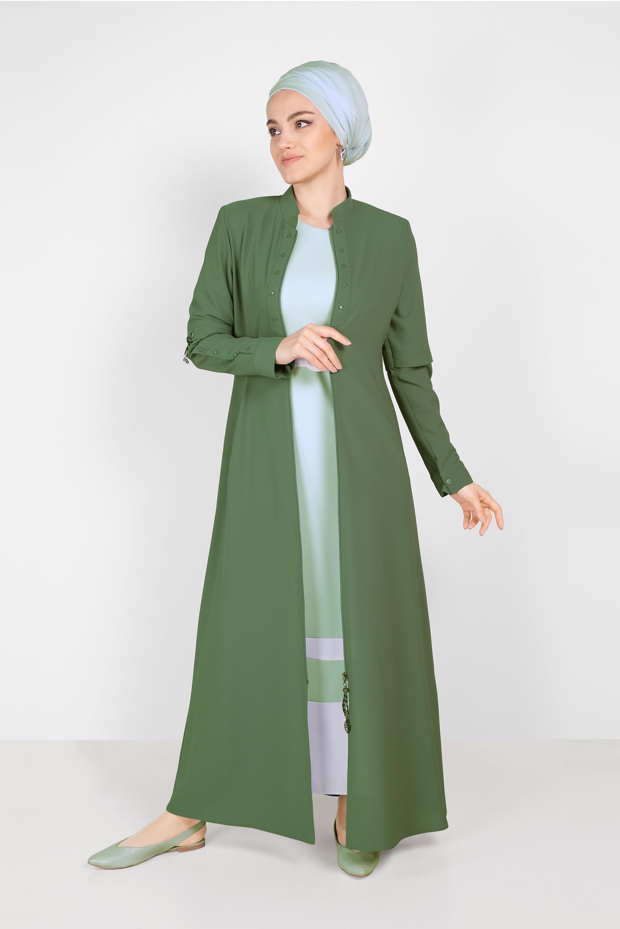 Vêtements hijab KAKI PARDESSUS ZIPPÉ 10203