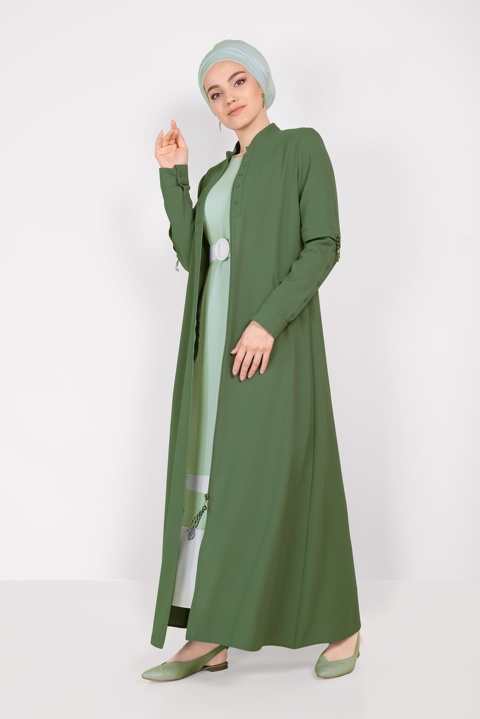 Vêtements hijab KAKI PARDESSUS ZIPPÉ 10203