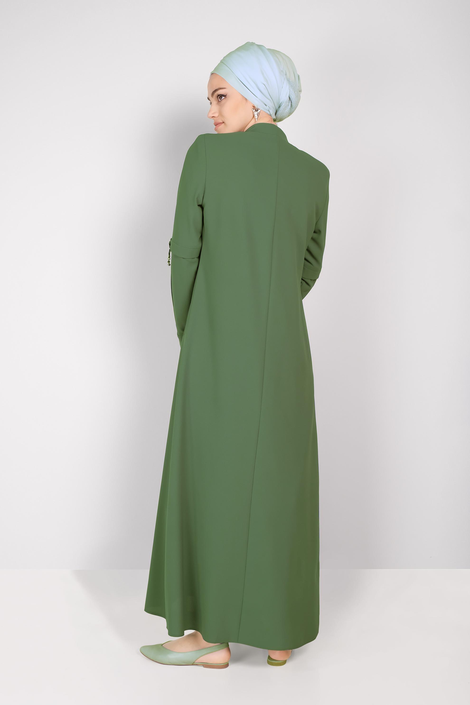 Vêtements hijab KAKI PARDESSUS ZIPPÉ 10203