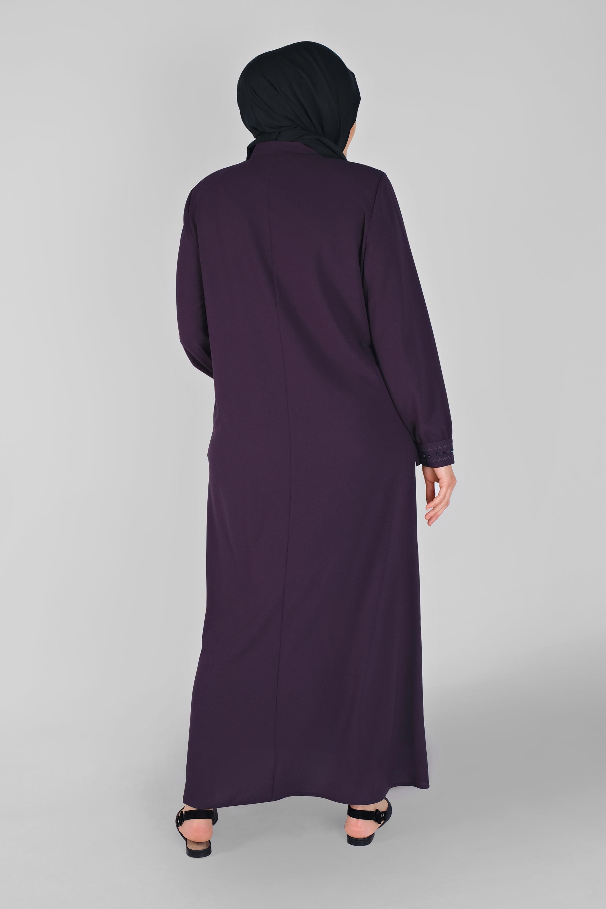 Hijab clothing DAMSON MANDARİN COLLAR BEADED OVERCOAT 10207