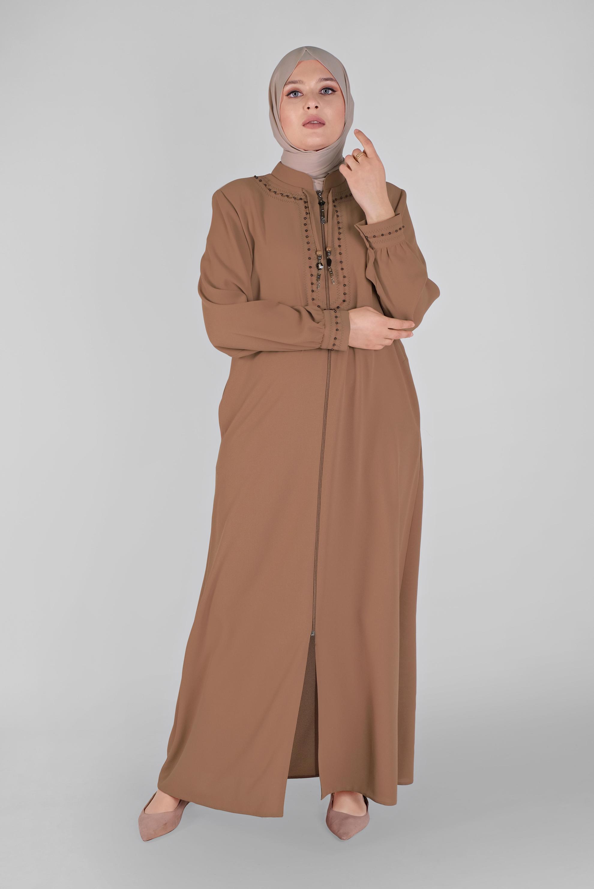 Vêtements hijab TABA COL MANDARİN PERLÉ PARDESSUS 10207