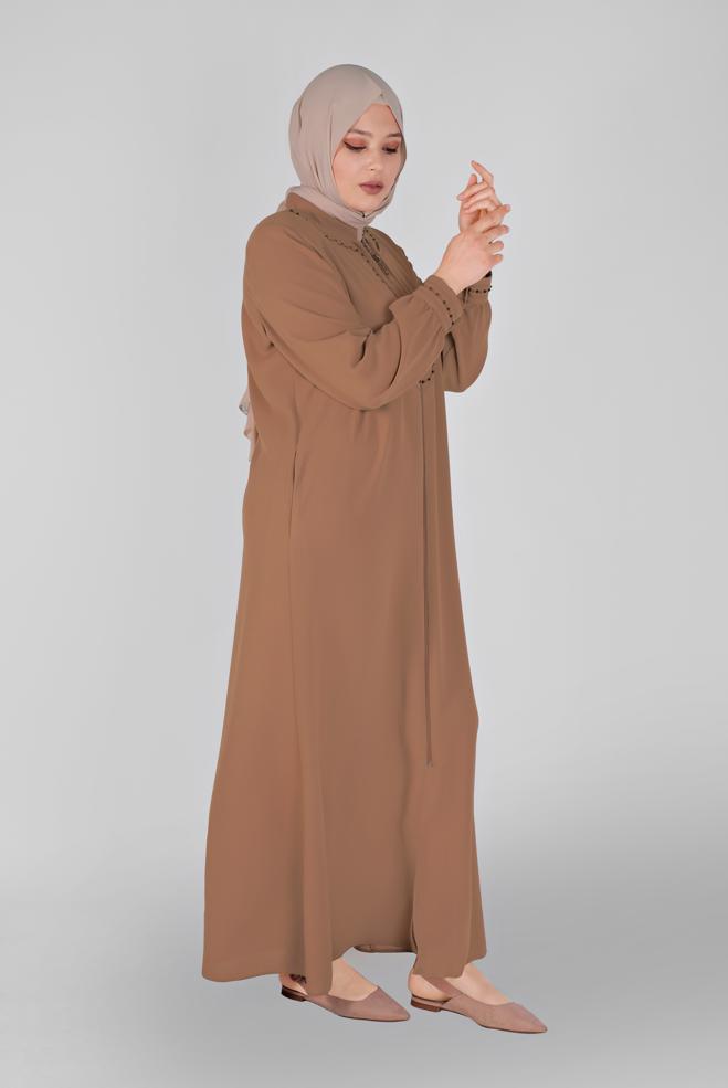 Vêtements hijab TABA COL MANDARİN PERLÉ PARDESSUS 10207 - ALVİNA
