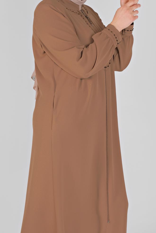 Vêtements hijab TABA COL MANDARİN PERLÉ PARDESSUS 10207 - ALVİNA