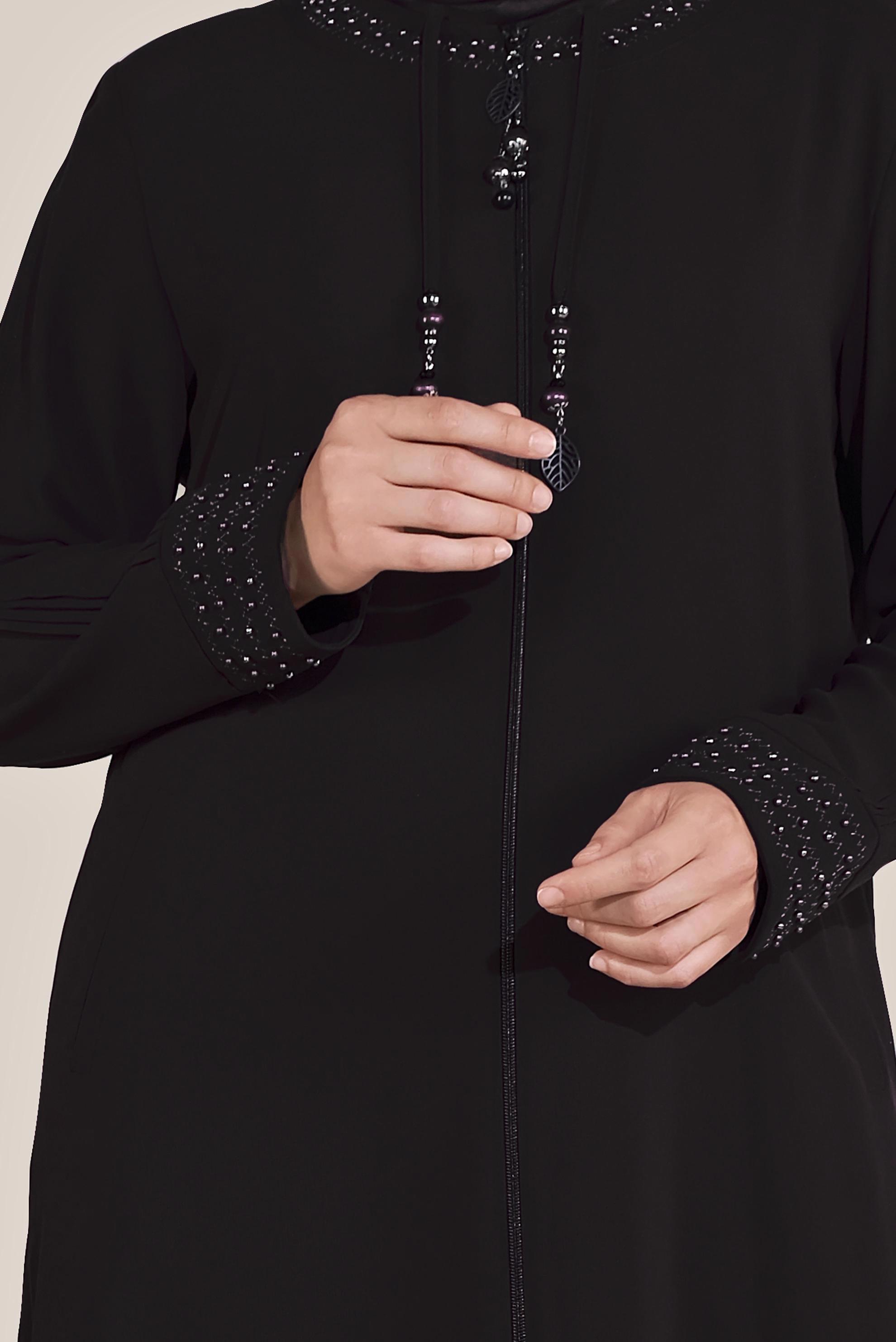 Tesettür giyim SİYAH BONCUK DETAYLI PARDESÜ 10209