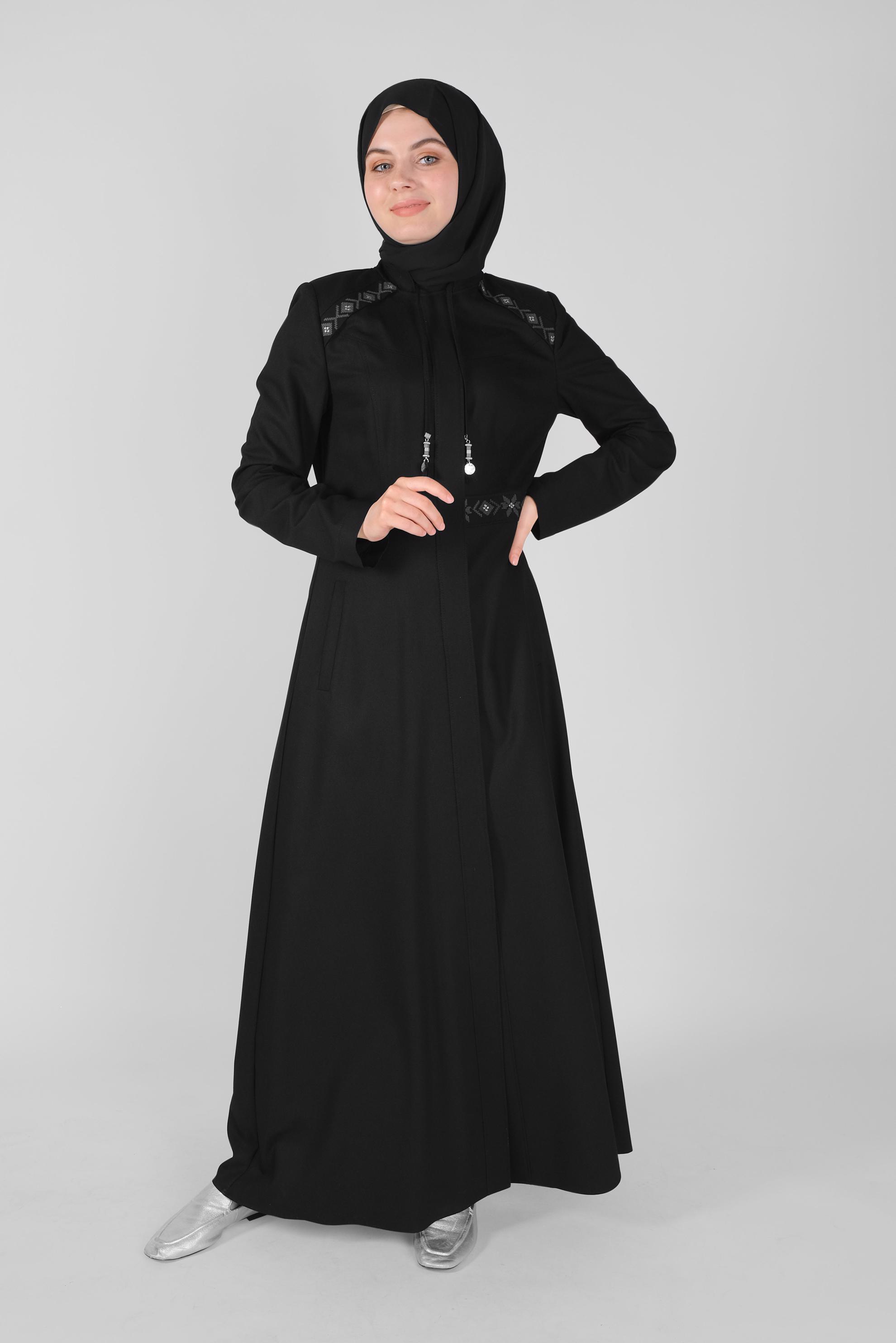 Vêtements hijab NOIR FINITION BRODÉE 10211