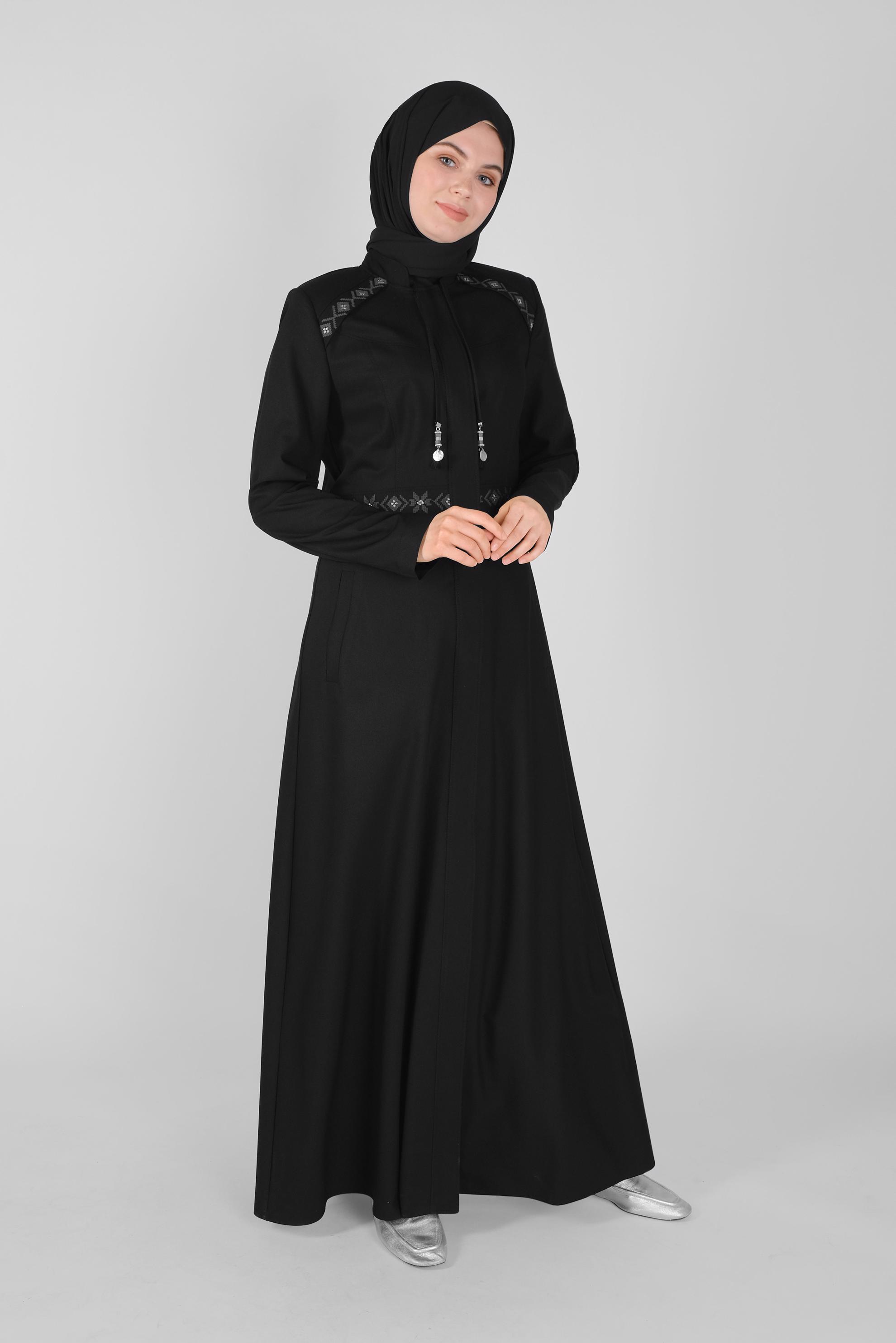 Vêtements hijab NOIR FINITION BRODÉE 10211