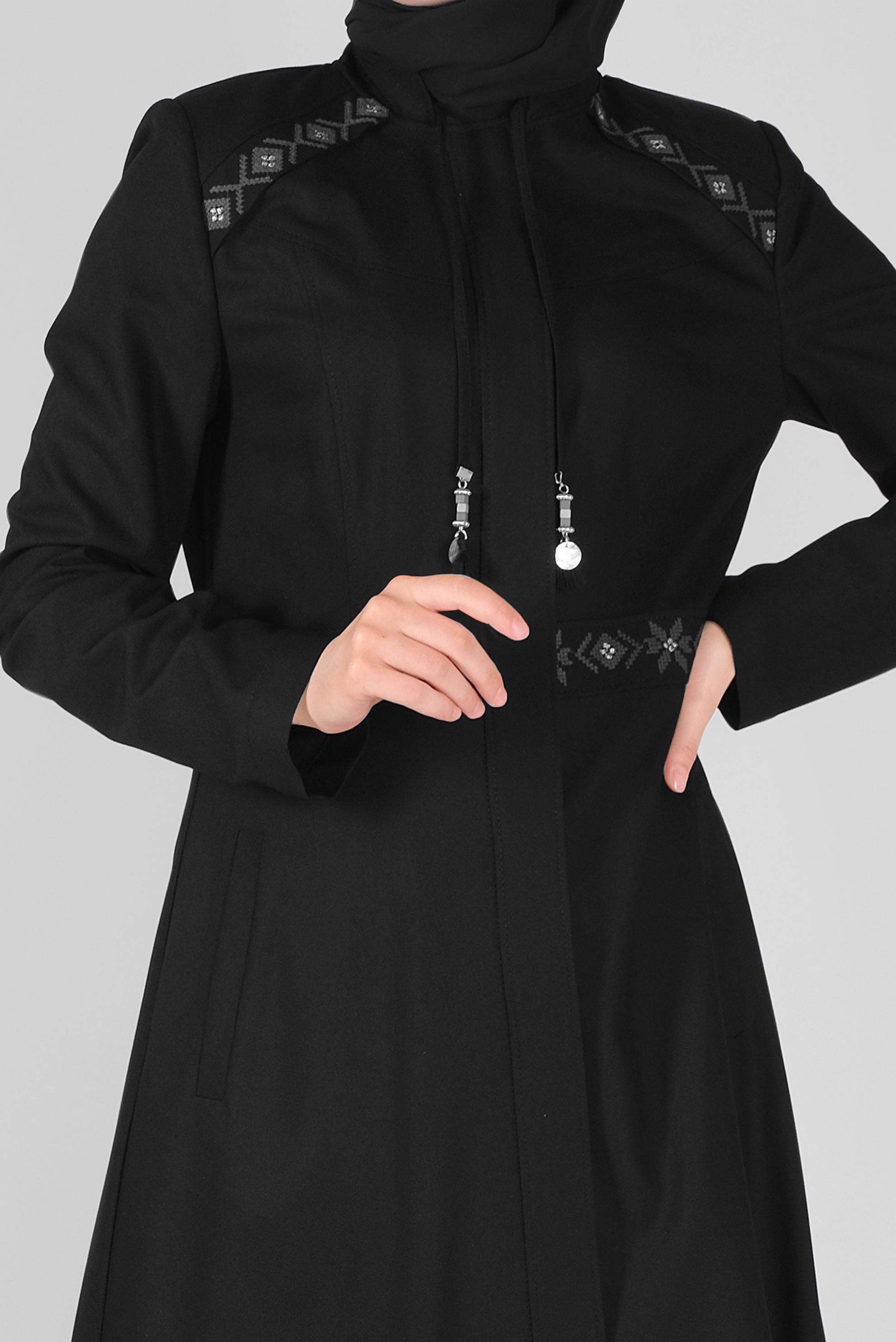 Vêtements hijab NOIR FINITION BRODÉE 10211