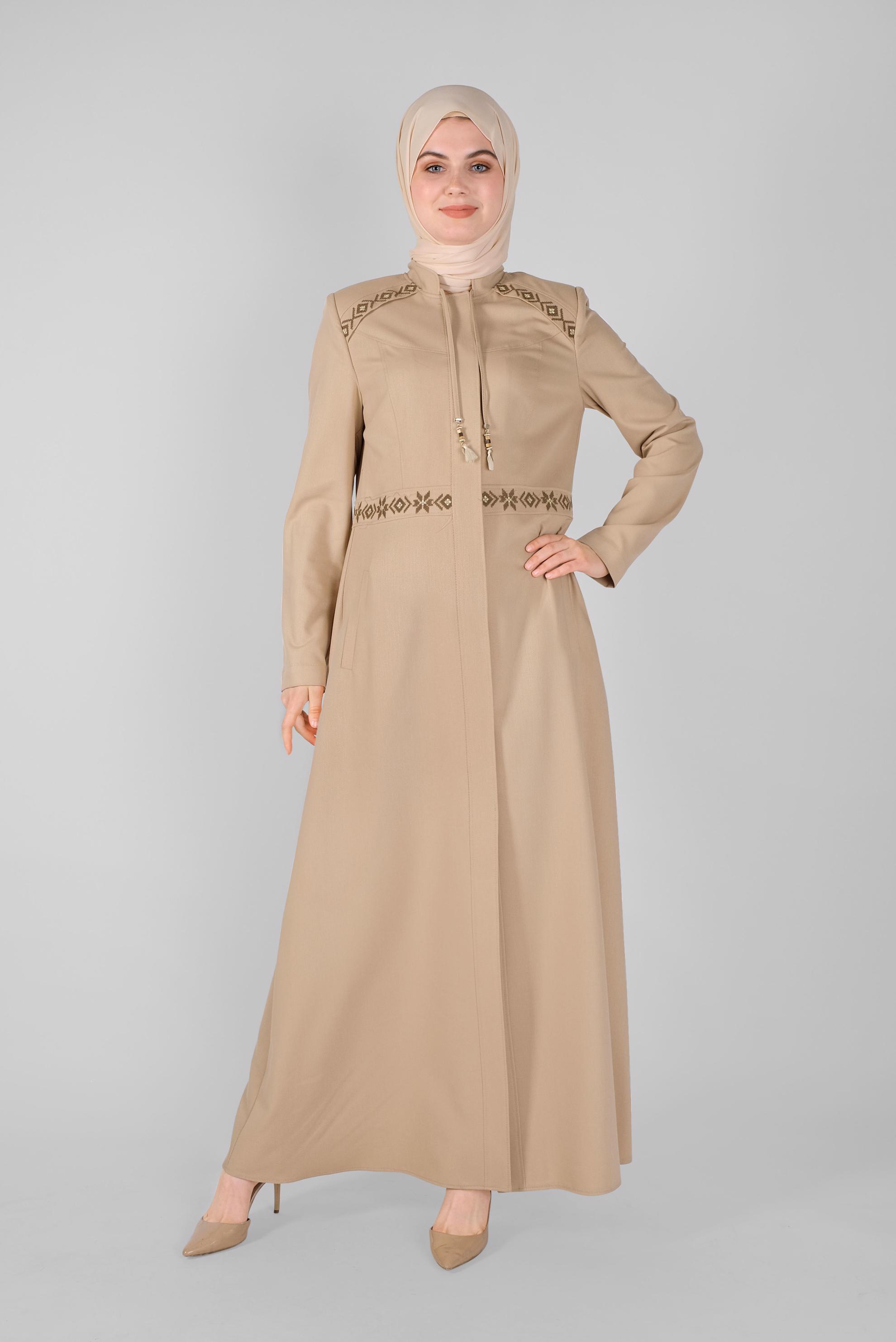 Vêtements hijab BRUN FINITION BRODÉE 10211