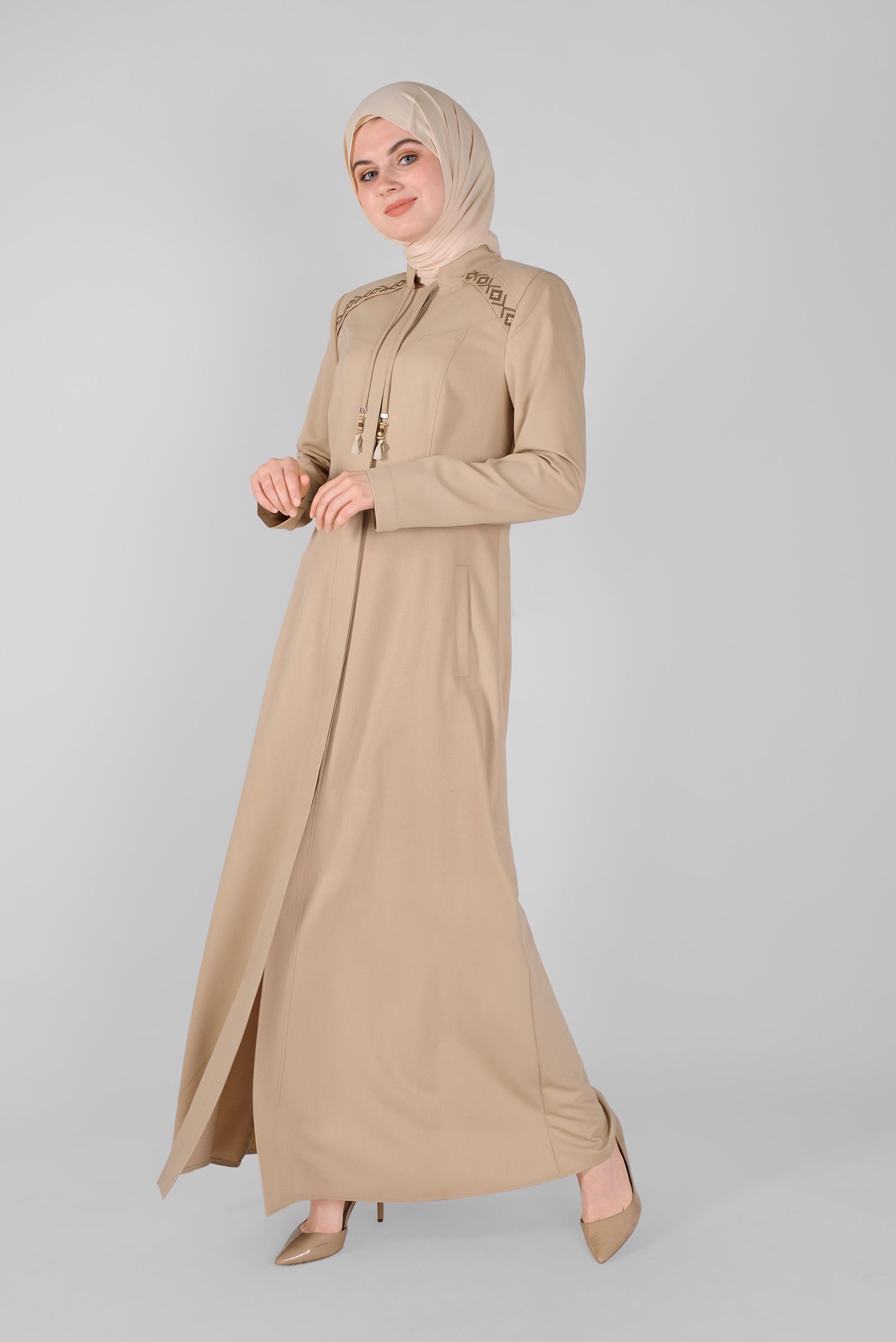 Vêtements hijab BRUN FINITION BRODÉE 10211