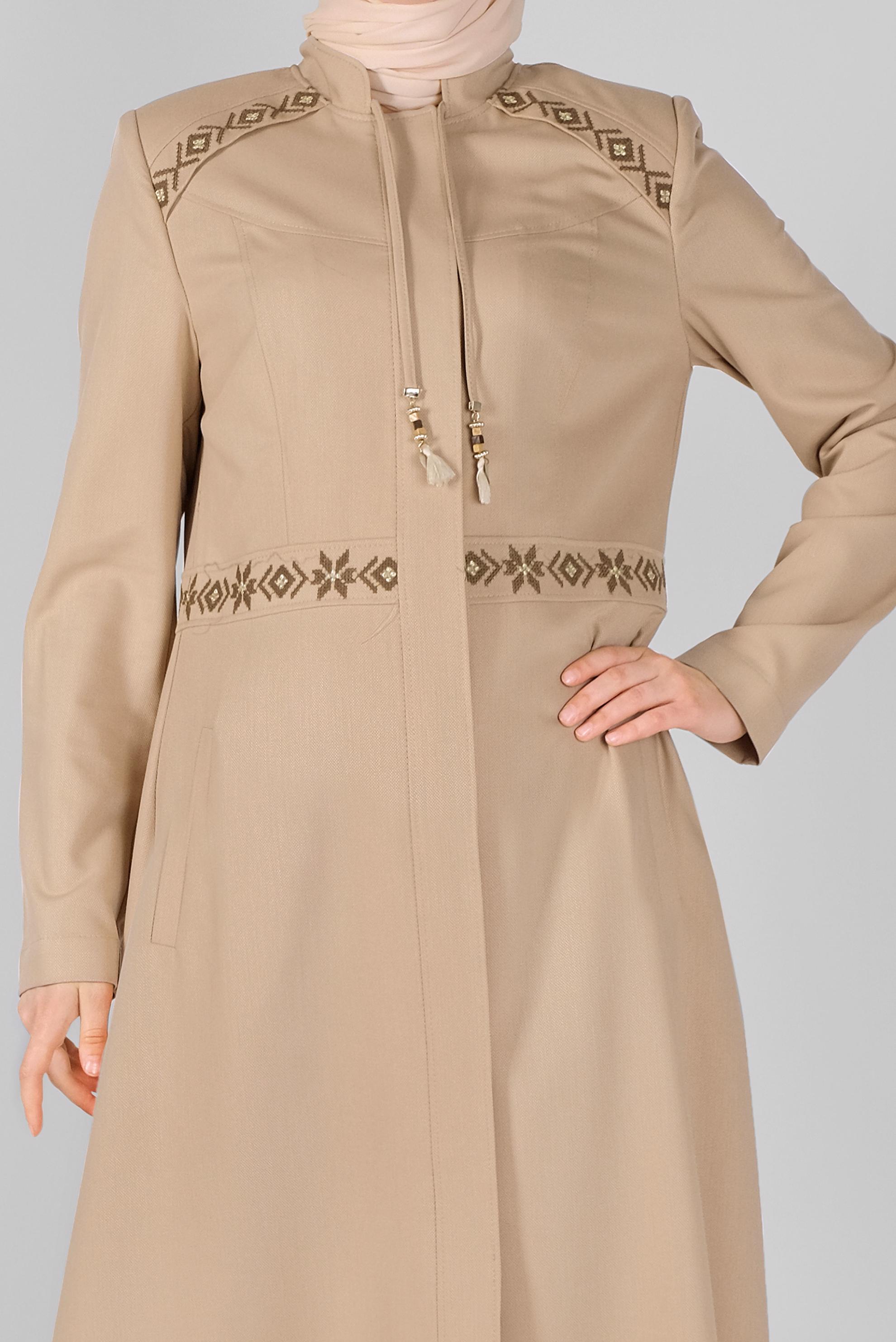 Vêtements hijab BRUN FINITION BRODÉE 10211