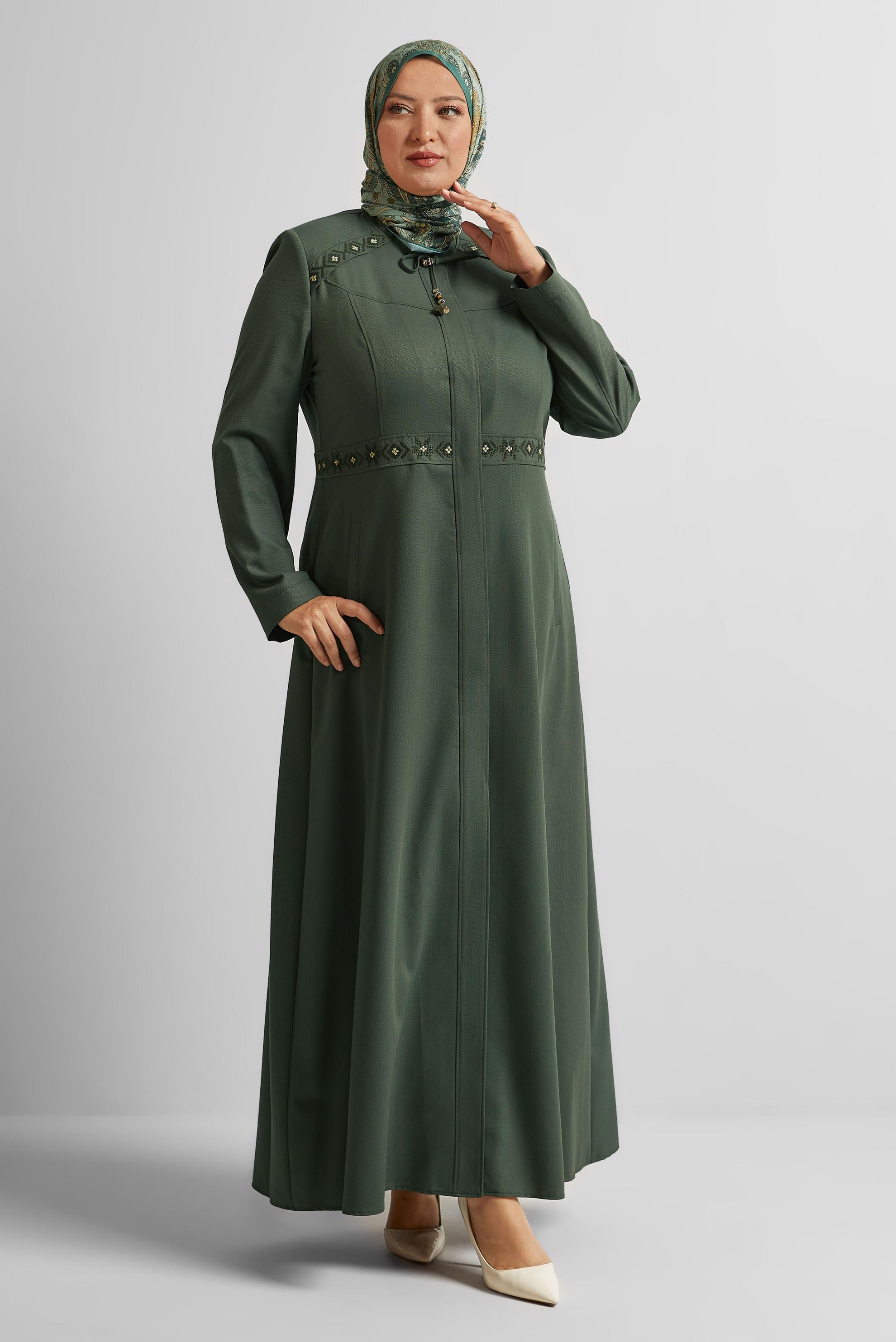 Vêtements hijab KAKI FINITION BRODÉE 10211