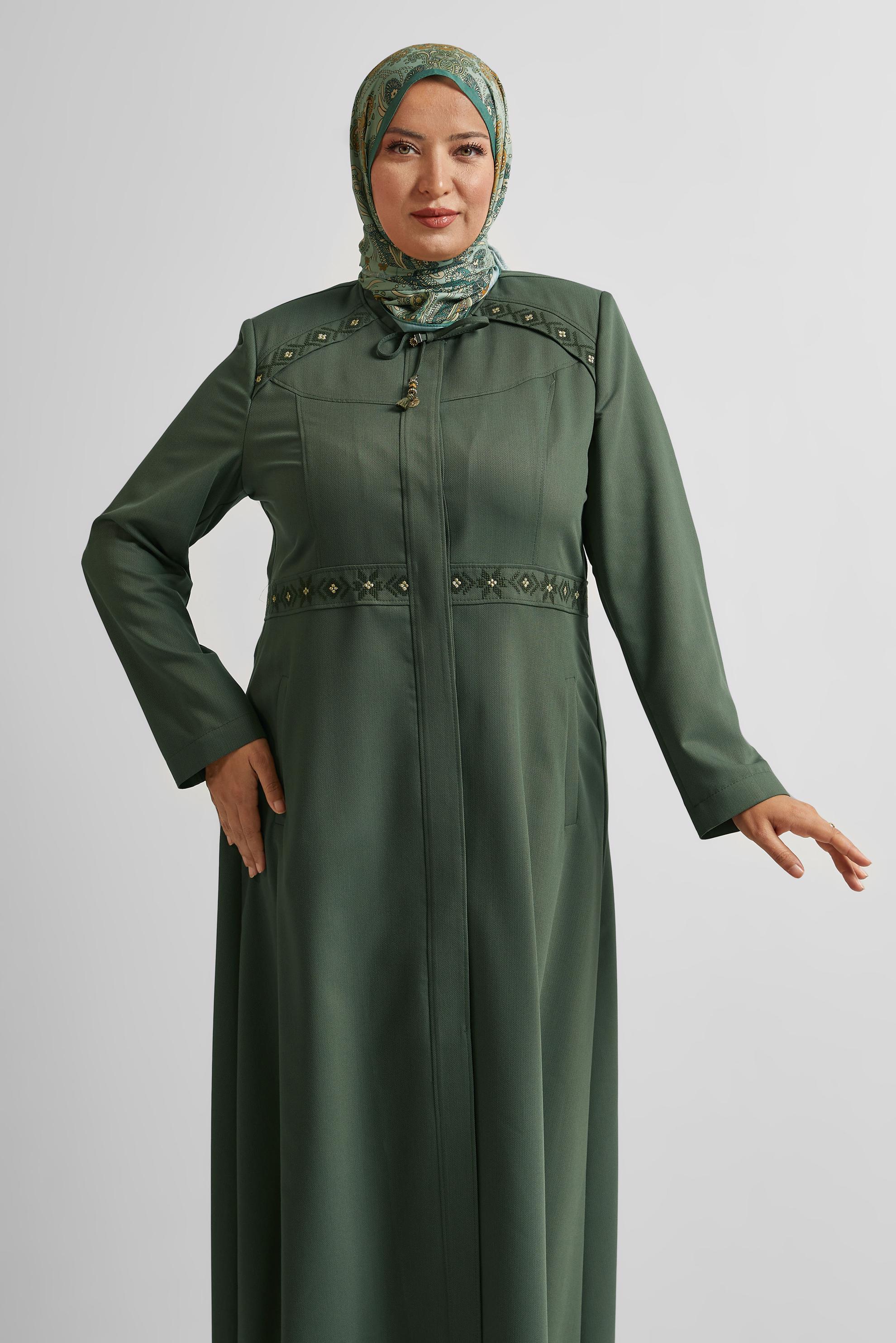 Vêtements hijab KAKI FINITION BRODÉE 10211