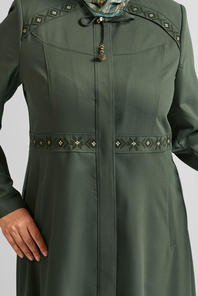 Vêtements hijab KAKI FINITION BRODÉE 10211 - ALVİNA