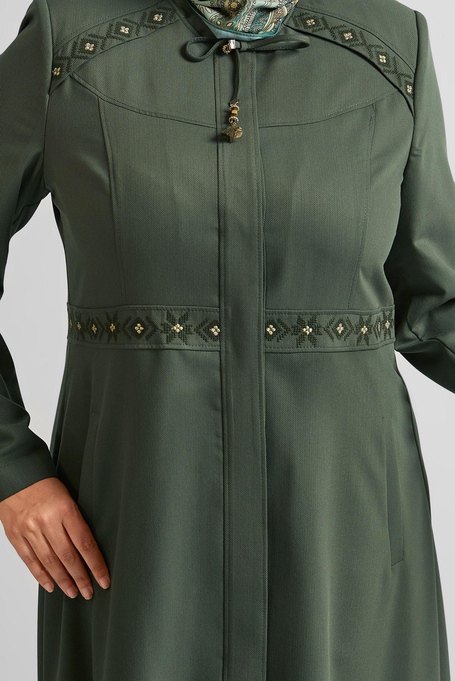 Vêtements hijab KAKI FINITION BRODÉE 10211