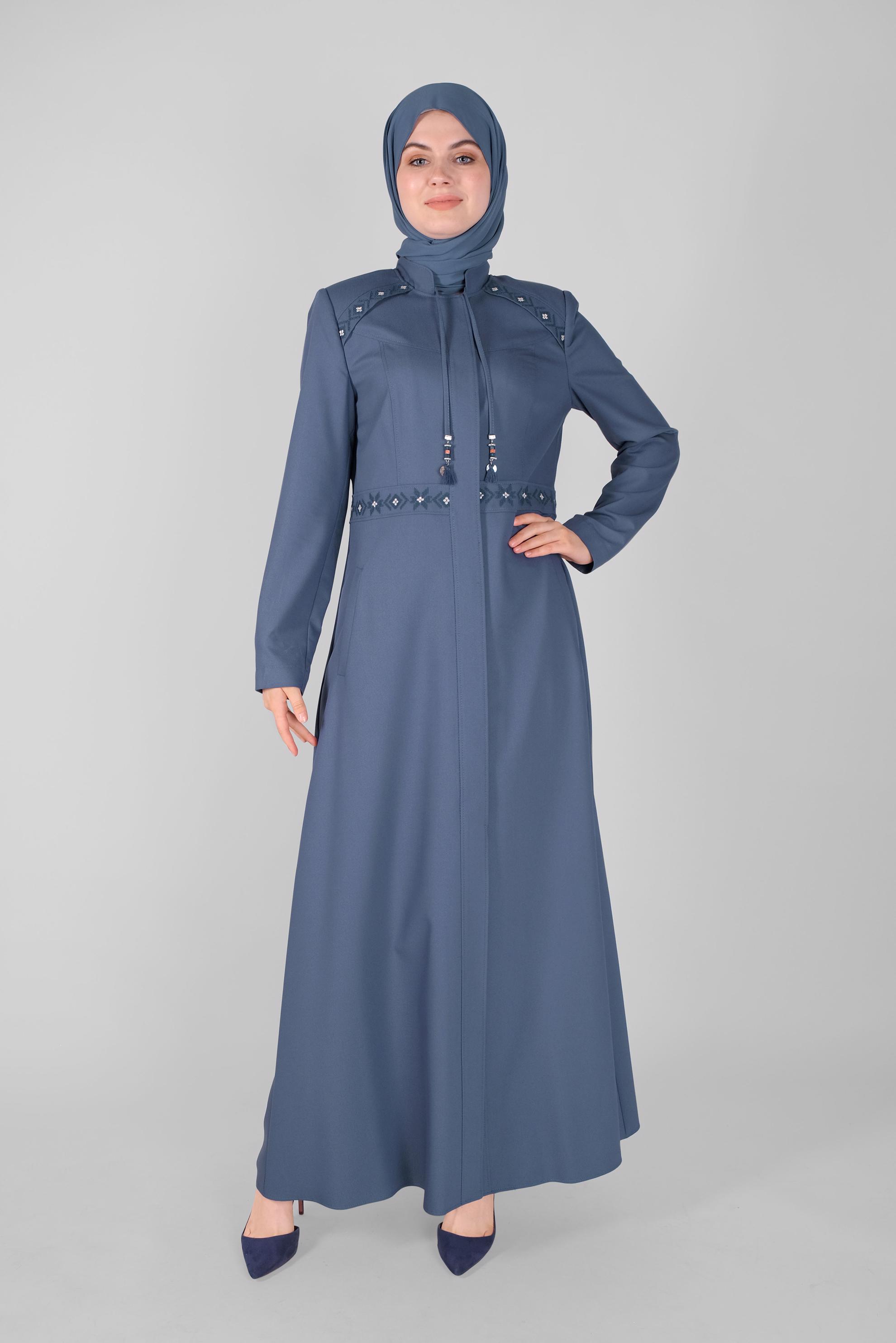 Vêtements hijab BLEU MARINE FINITION BRODÉE 10211