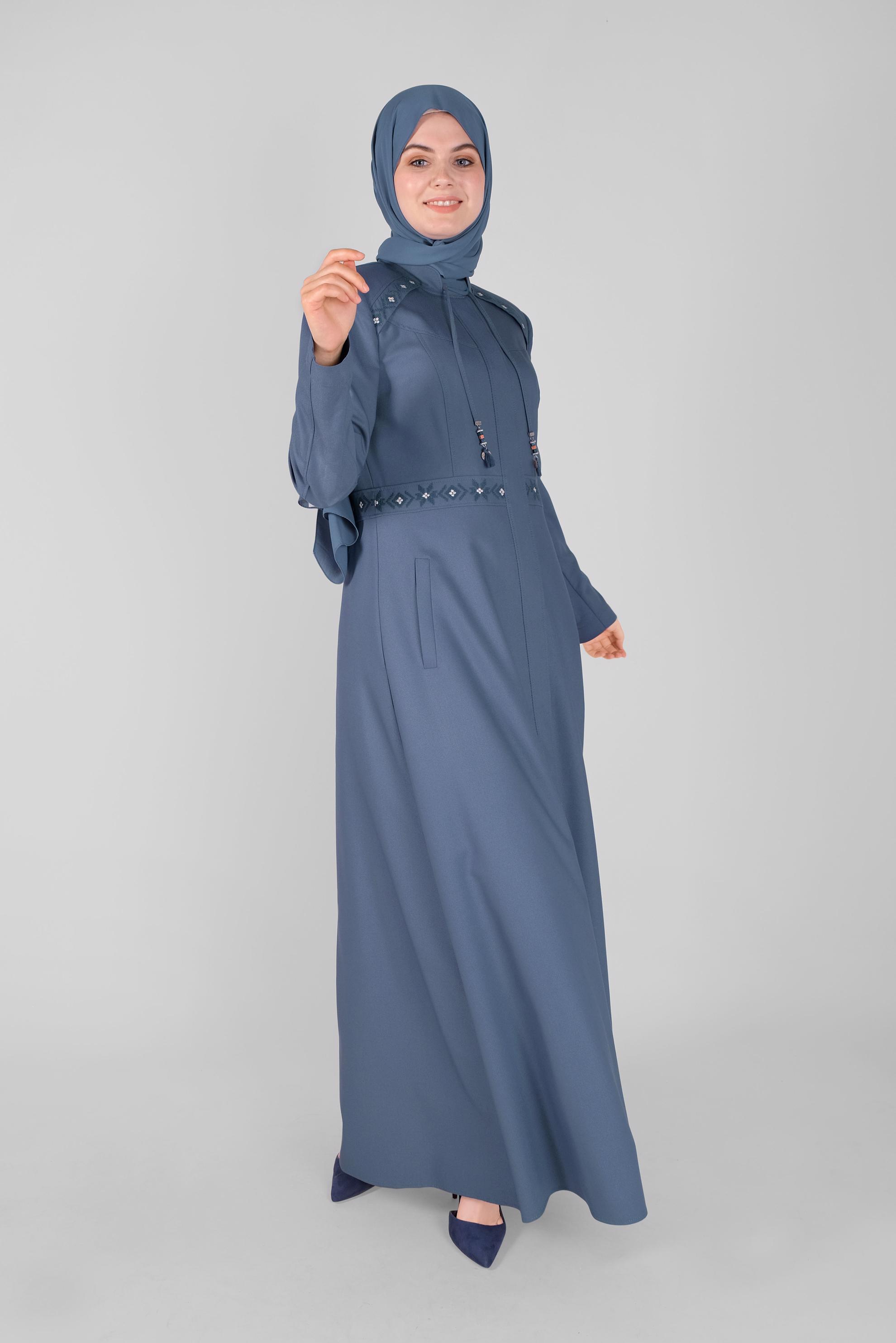 Vêtements hijab BLEU MARINE FINITION BRODÉE 10211