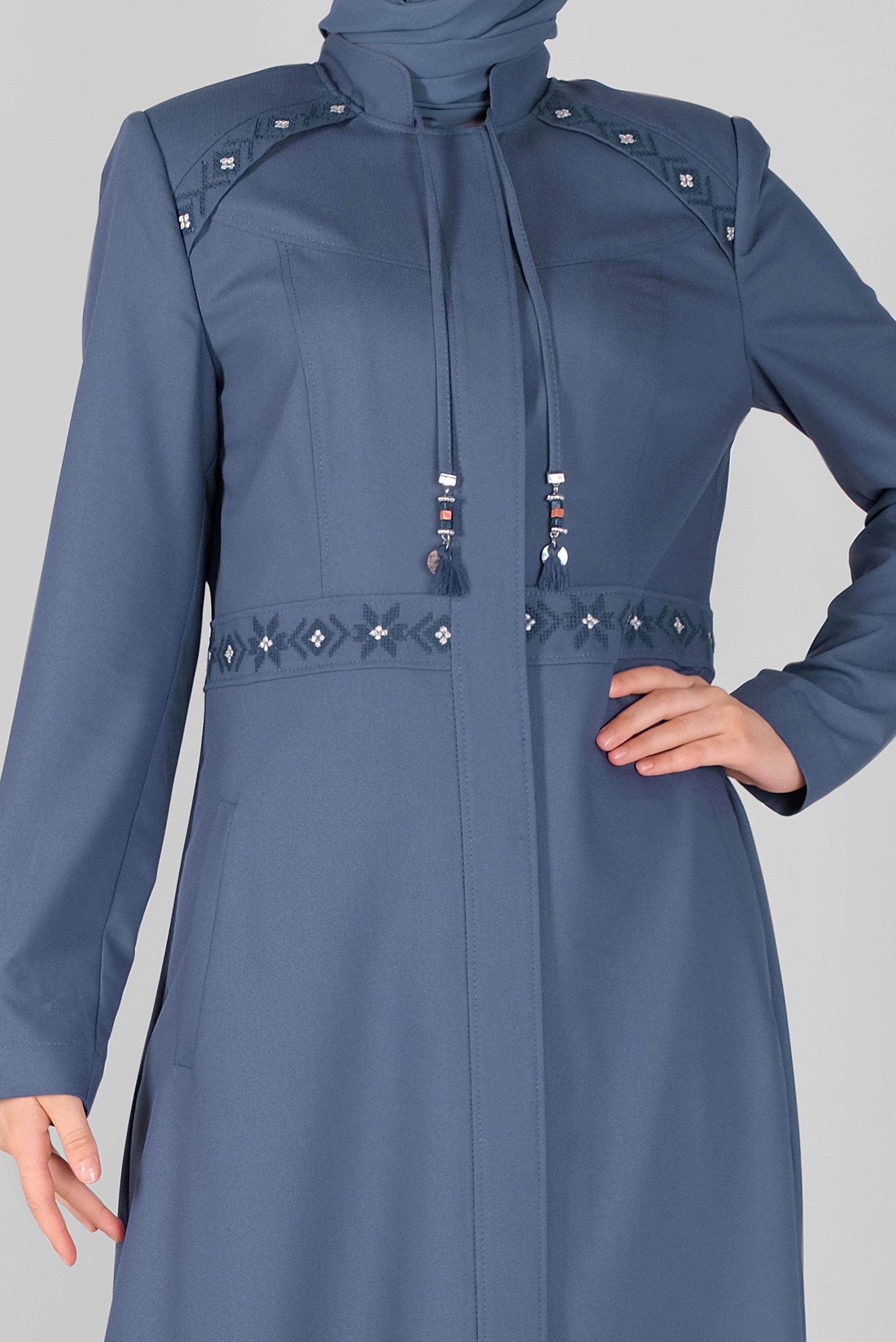 Vêtements hijab BLEU MARINE FINITION BRODÉE 10211