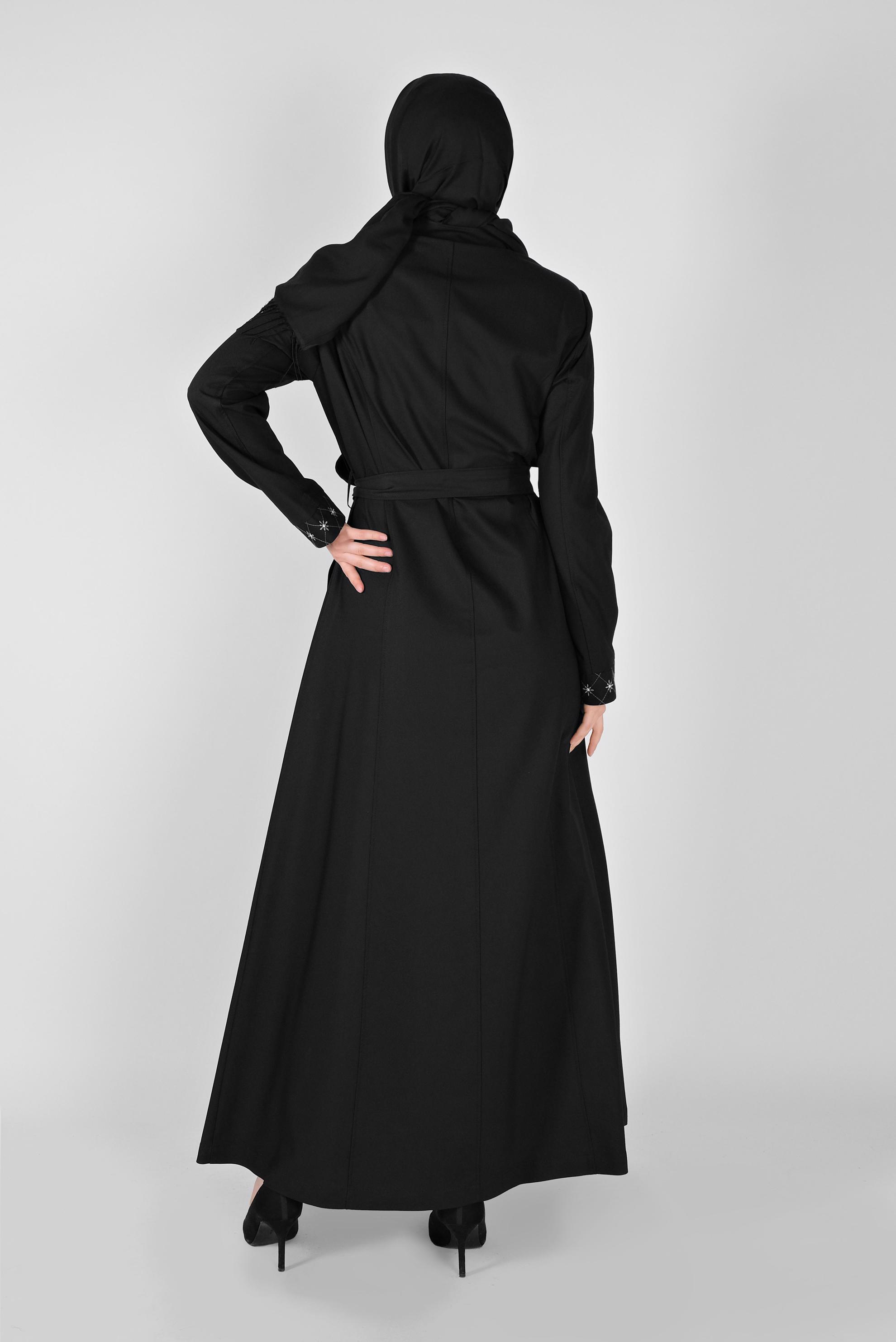 Vêtements hijab NOIR COUCHE DE FINITION BRODÉE COL JUDICIAIRE 10212 