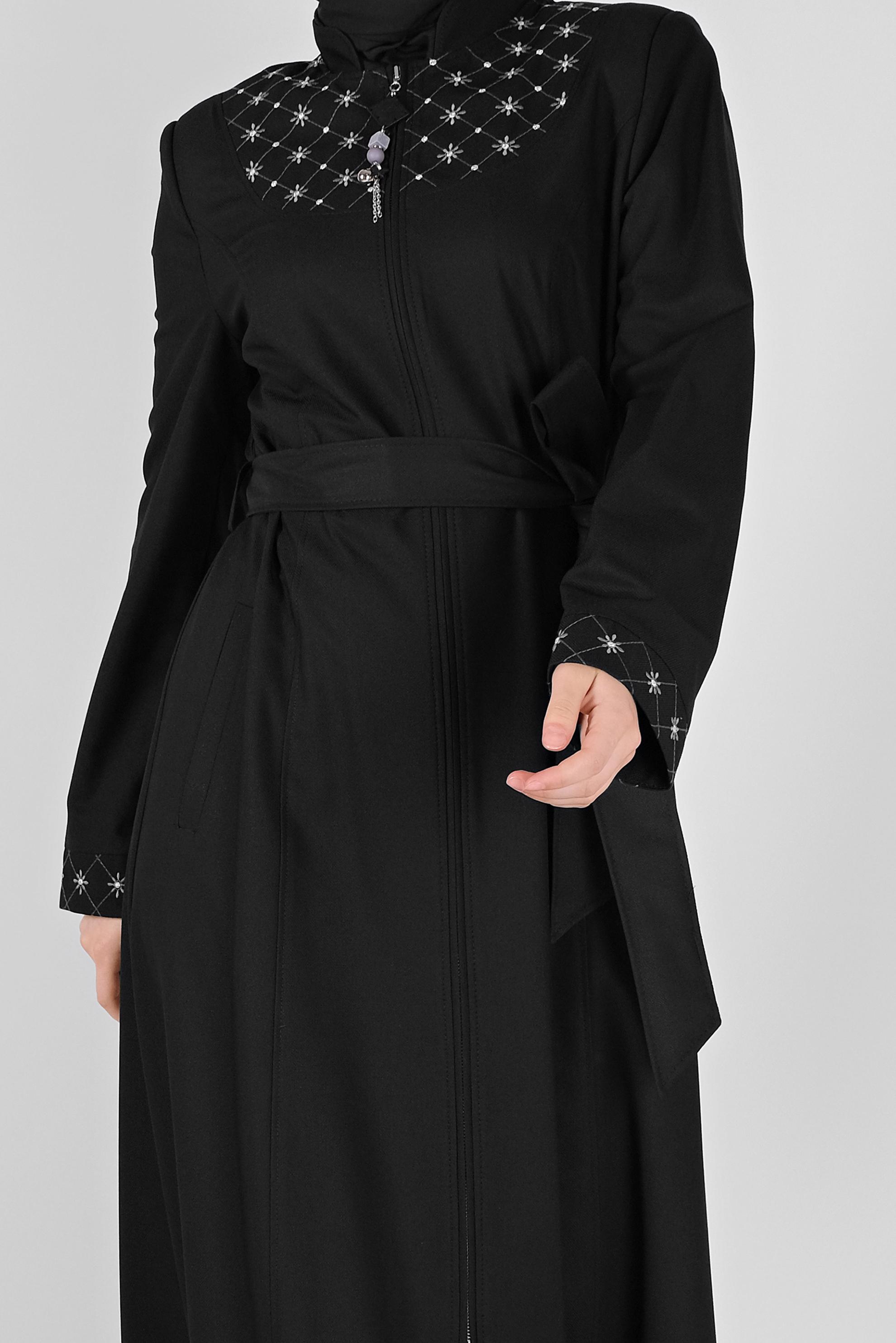 Vêtements hijab NOIR COUCHE DE FINITION BRODÉE COL JUDICIAIRE 10212 