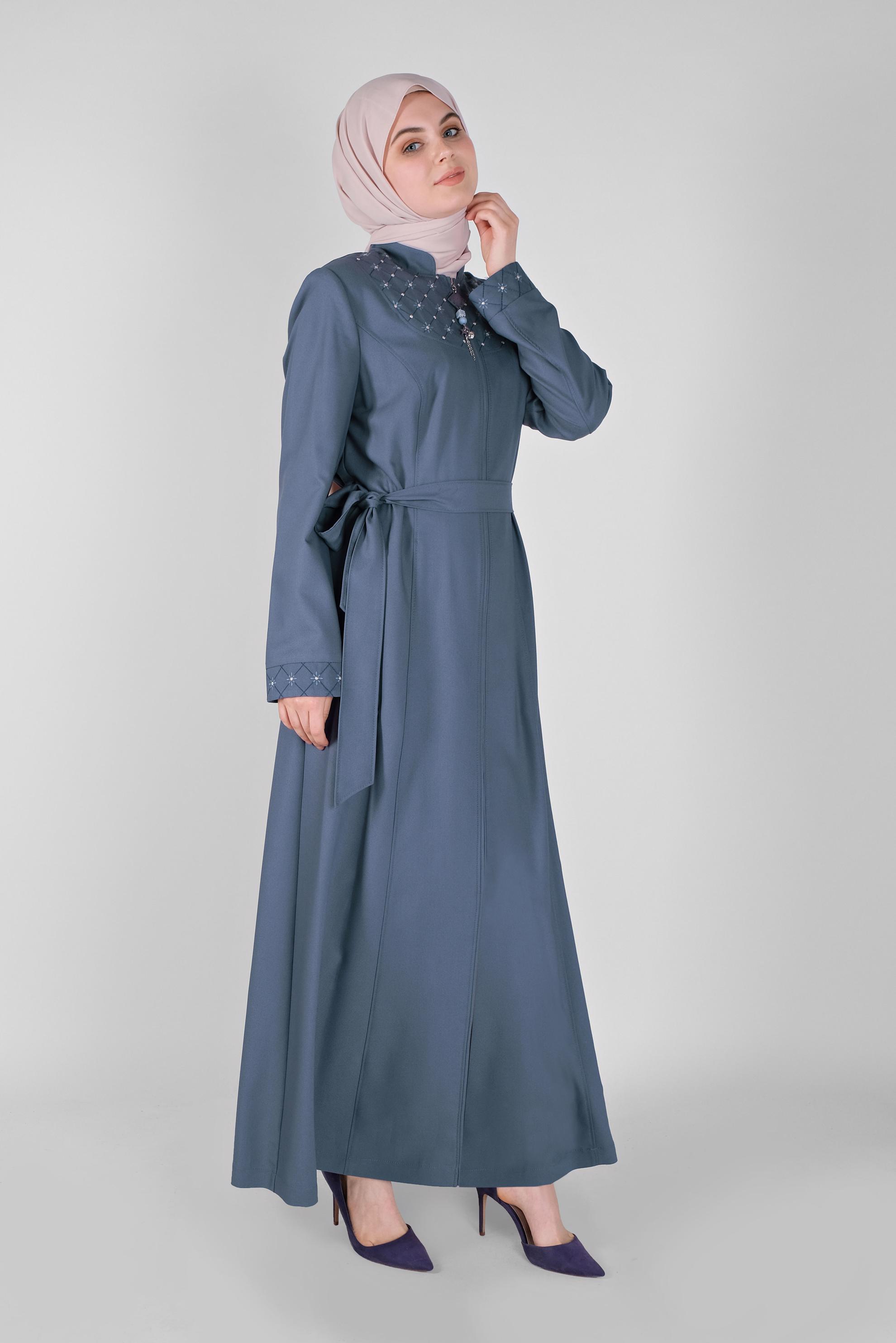 Vêtements hijab BLEU MARINE COUCHE DE FINITION BRODÉE COL JUDICIAIRE 10212 