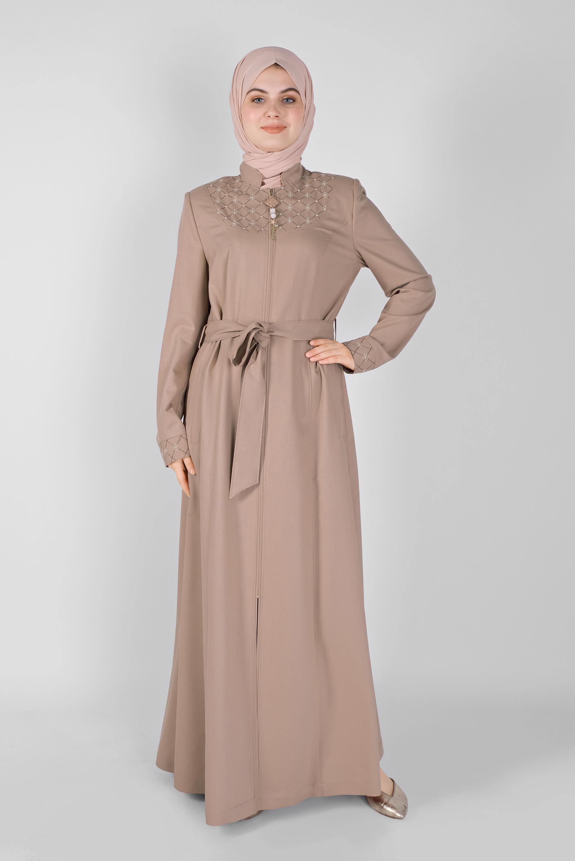 Vêtements hijab BRUN COUCHE DE FINITION BRODÉE COL JUDICIAIRE 10212 