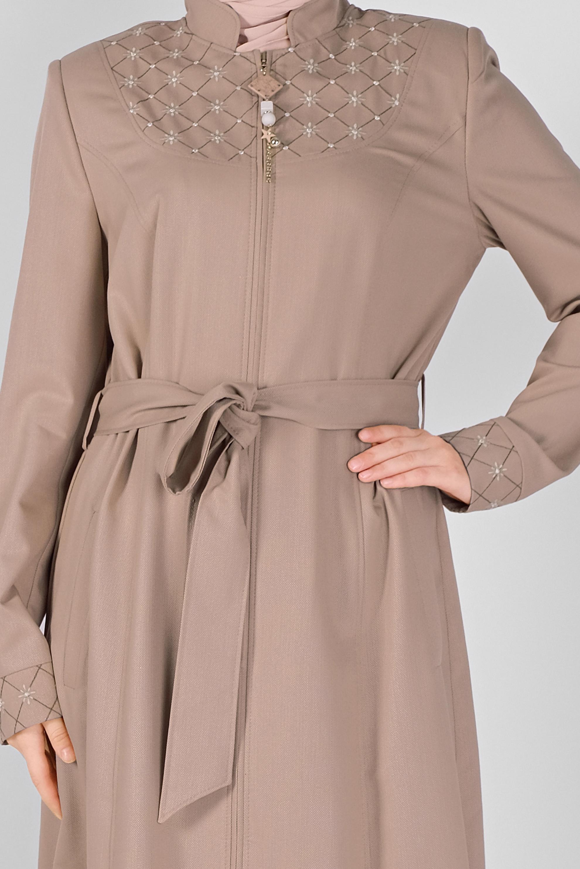 Vêtements hijab BRUN COUCHE DE FINITION BRODÉE COL JUDICIAIRE 10212 