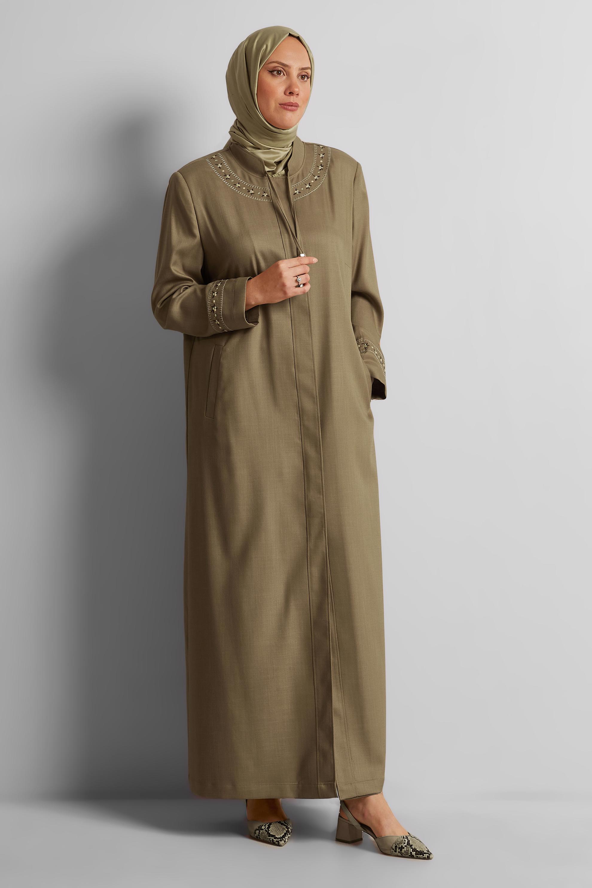 Tesettür giyim KAHVE YAKASI BAĞLAMALI PARDESÜ 10213