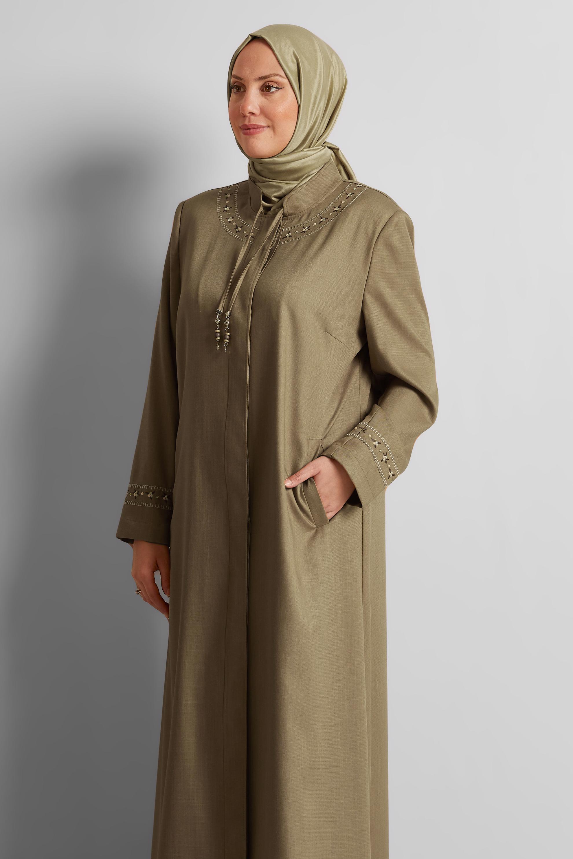 Tesettür giyim KAHVE YAKASI BAĞLAMALI PARDESÜ 10213