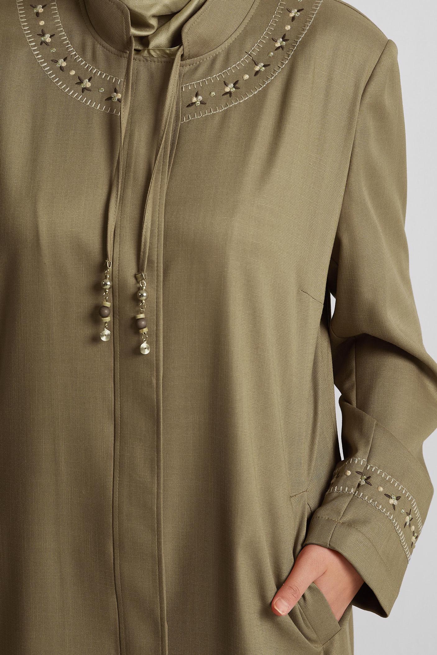 Tesettür giyim KAHVE YAKASI BAĞLAMALI PARDESÜ 10213