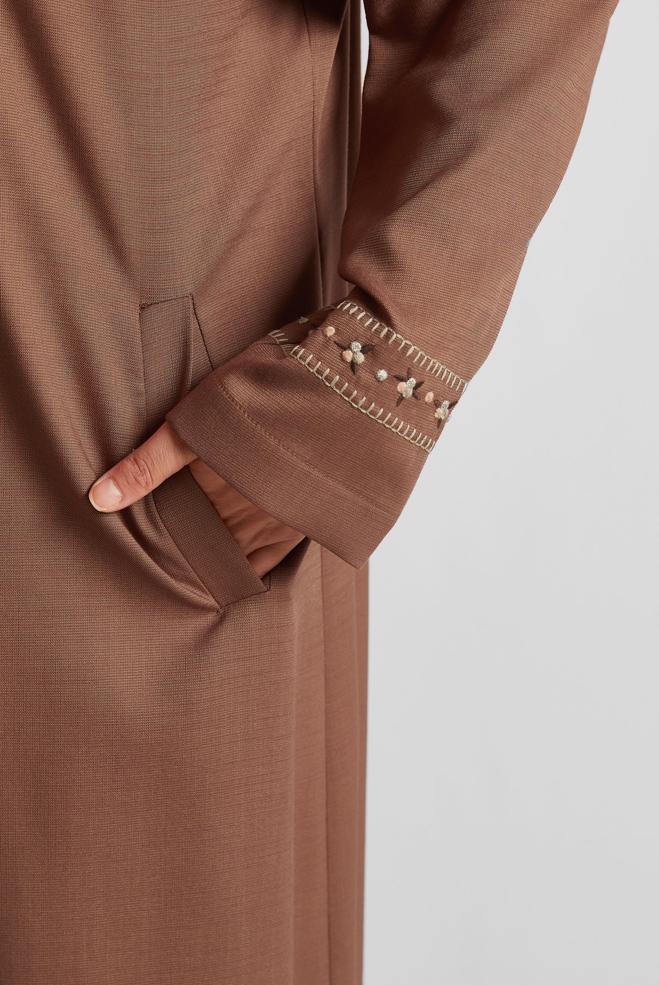 Tesettür giyim TURUNCU YAKASI BAĞLAMALI PARDESÜ 10213 - ALVİNA