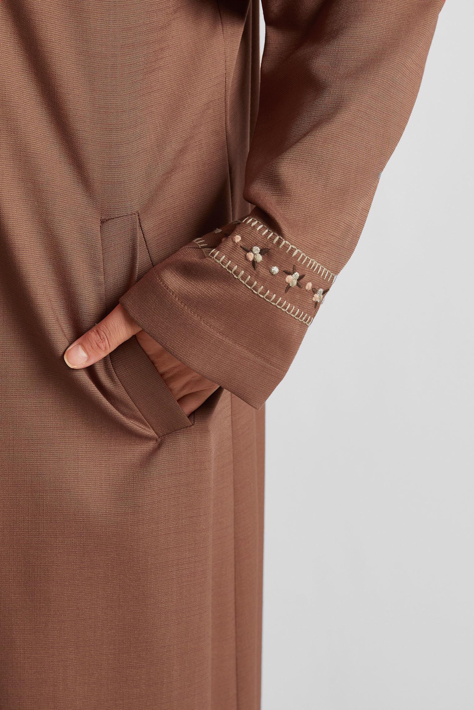 Tesettür giyim TURUNCU YAKASI BAĞLAMALI PARDESÜ 10213