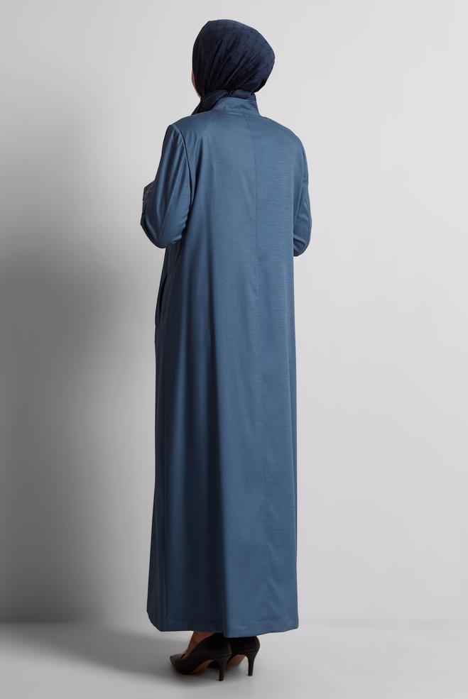 Tesettür giyim LACİVERT YAKASI BAĞLAMALI PARDESÜ 10213 - ALVİNA