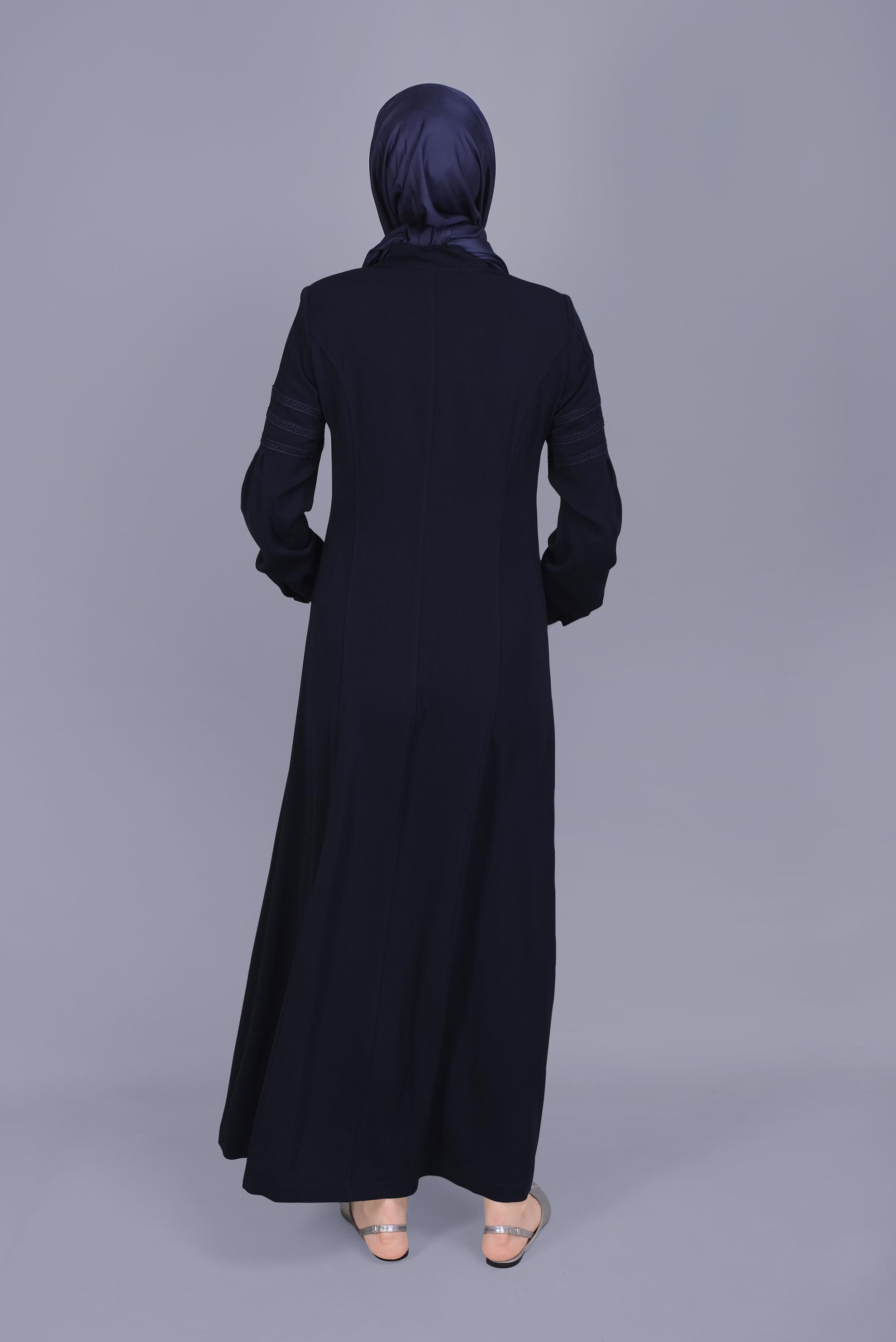 Vêtements hijab BLEU MARINE COUCHE DE FINITION À FERMETURE ÉCLAIR BRODÉE 10214