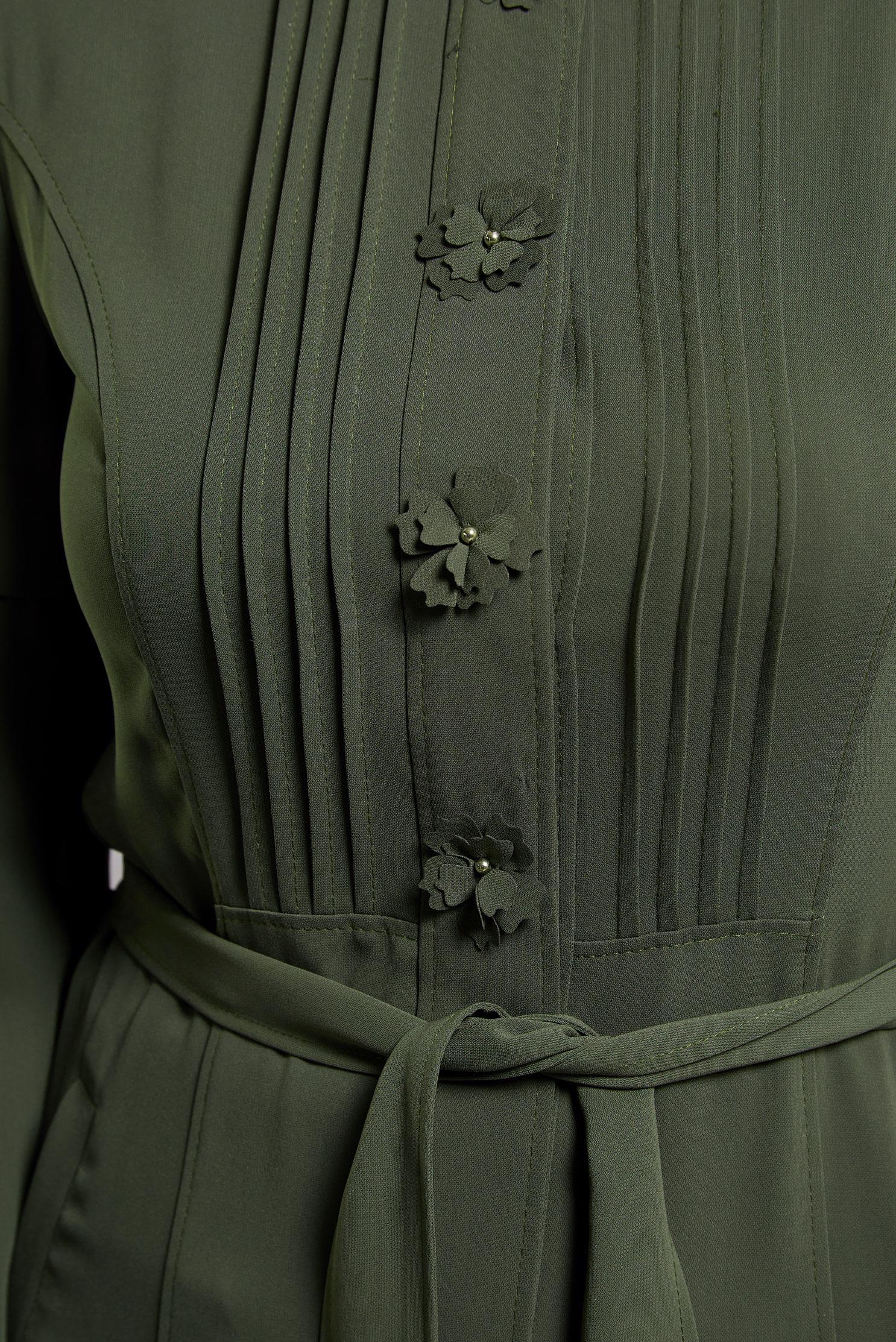 Tesettür giyim HAKİ HAKİM YAKA PARDESÜ 10218