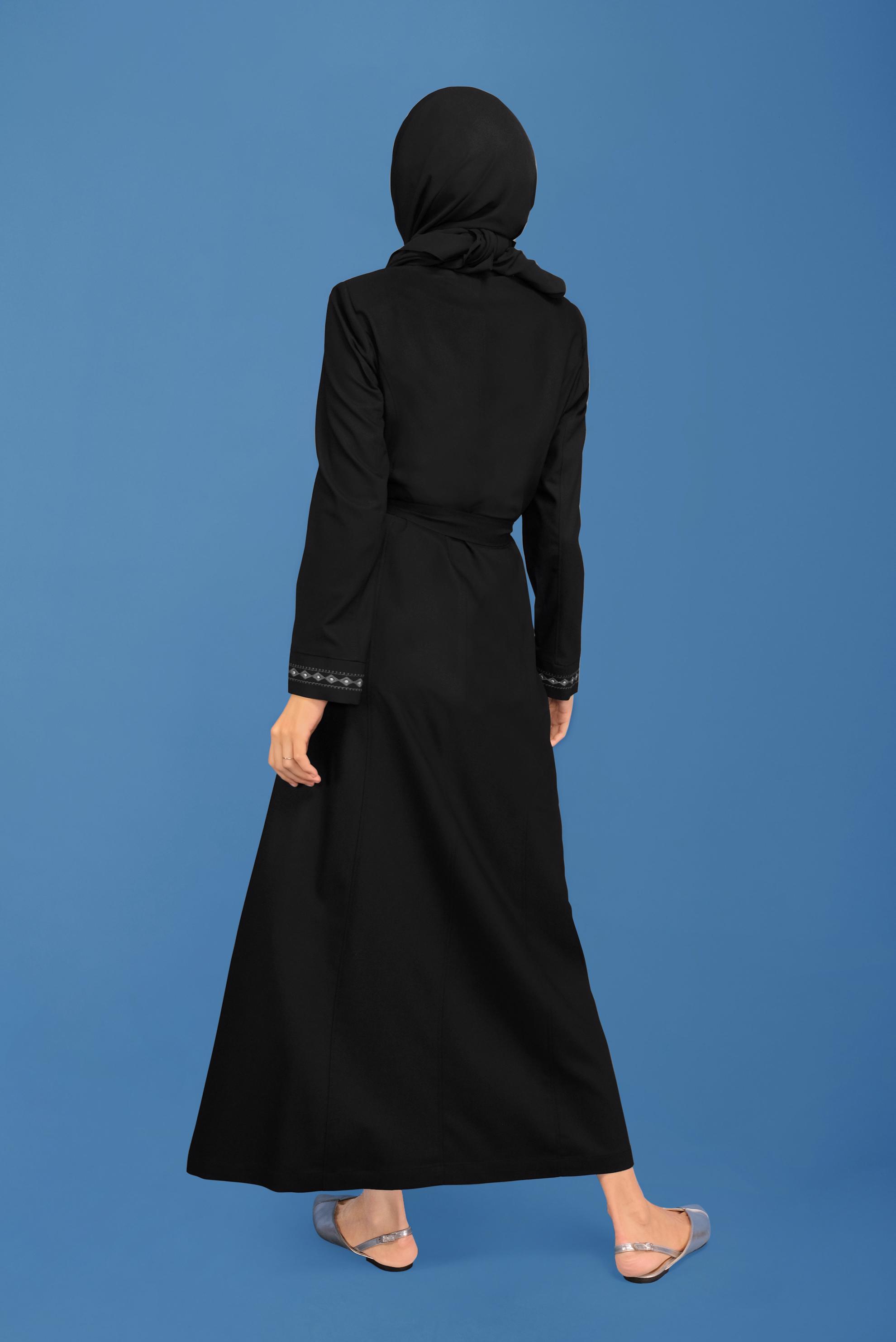 Vêtements hijab NOIR COUCHE DE FINITION BRODÉE EN PERLES 10219