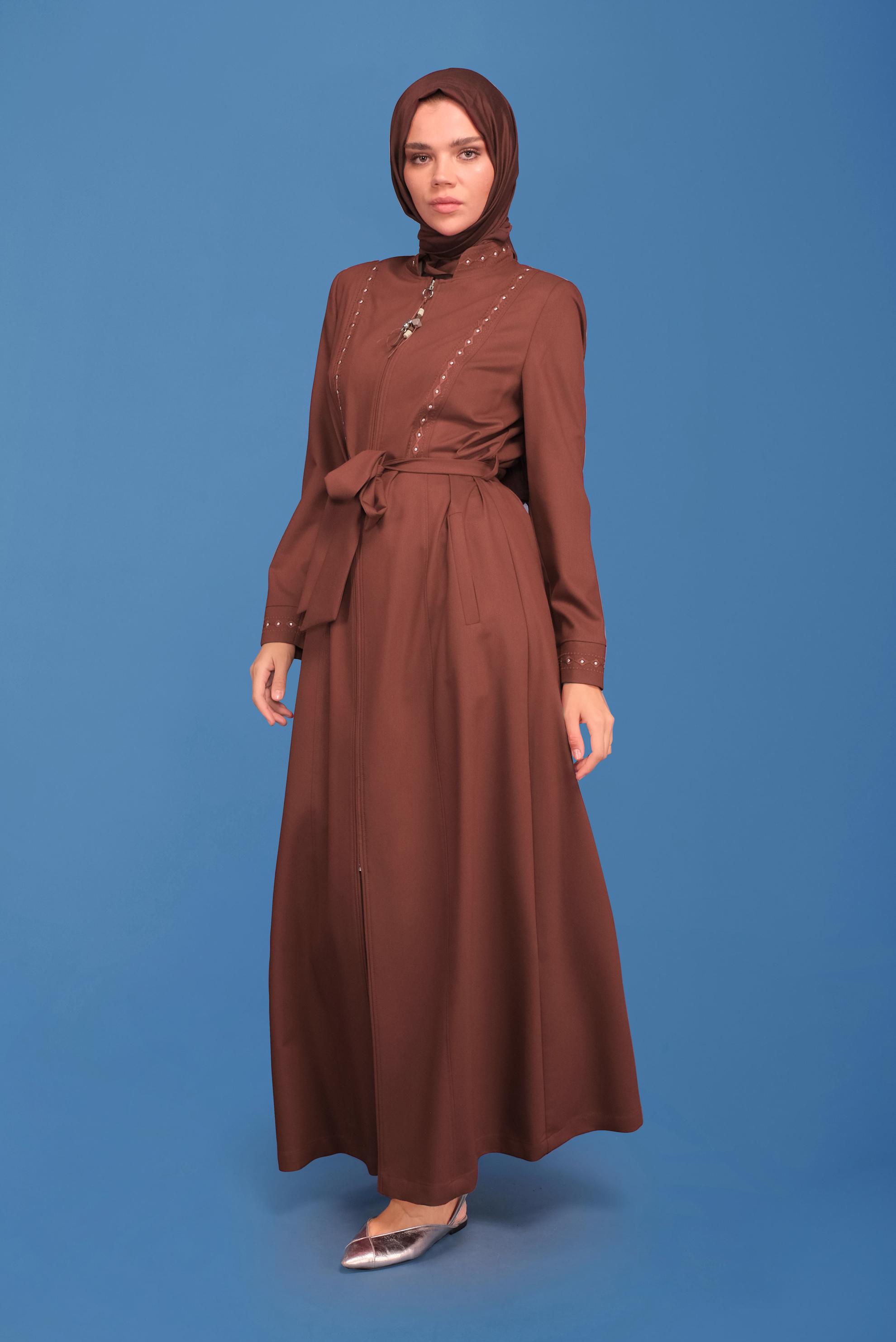 Vêtements hijab ORANGE COUCHE DE FINITION BRODÉE EN PERLES 10219