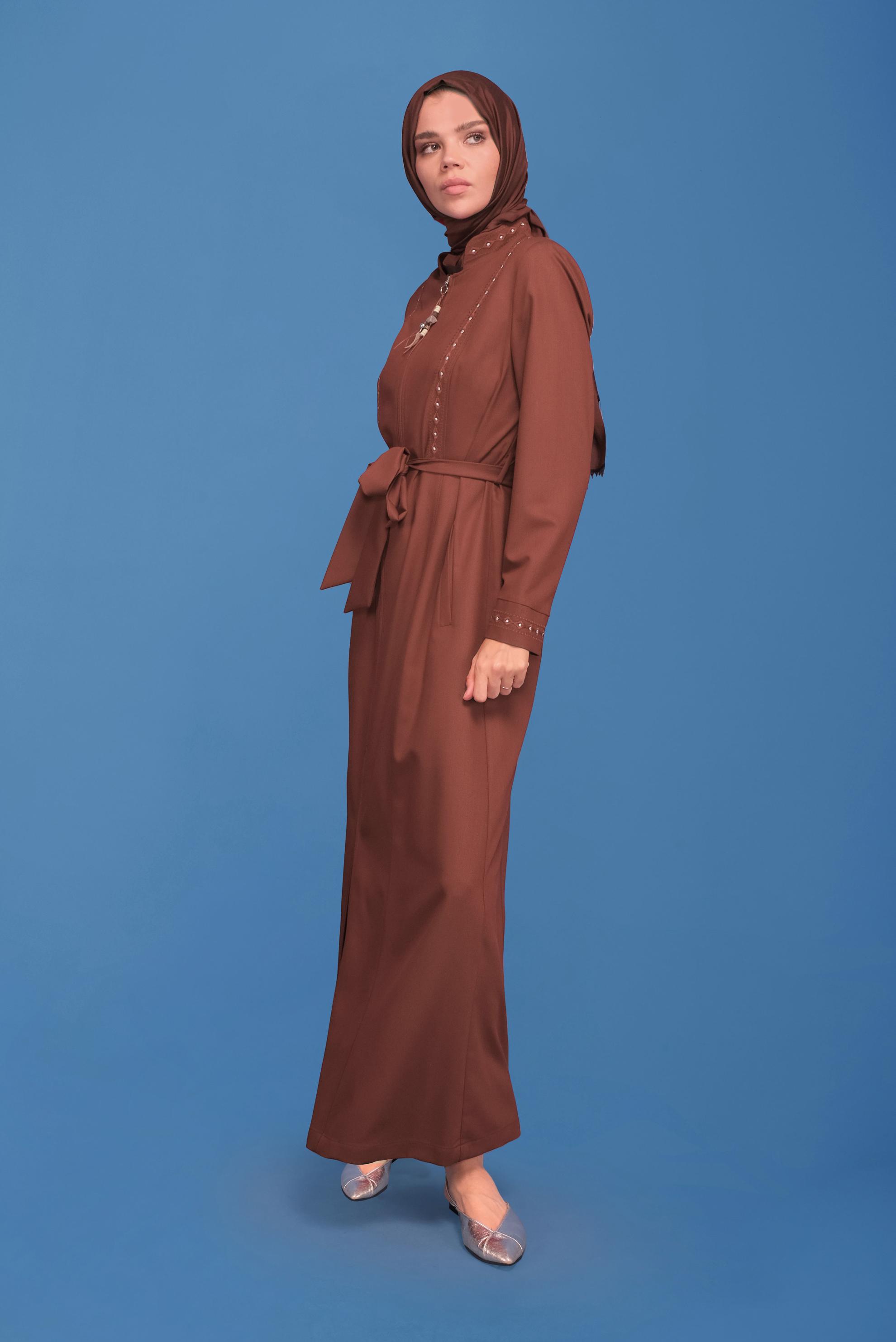 Vêtements hijab ORANGE COUCHE DE FINITION BRODÉE EN PERLES 10219