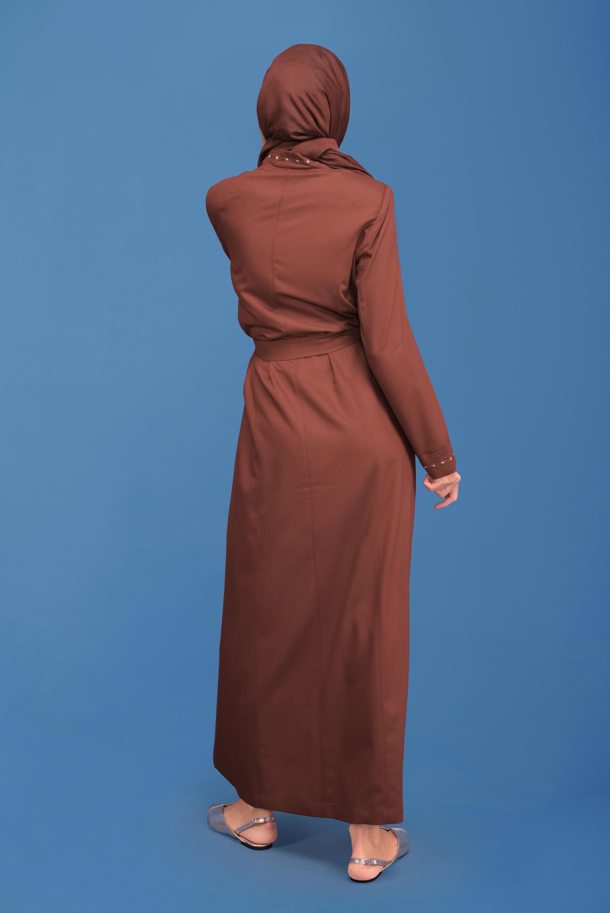 Vêtements hijab ORANGE COUCHE DE FINITION BRODÉE EN PERLES 10219