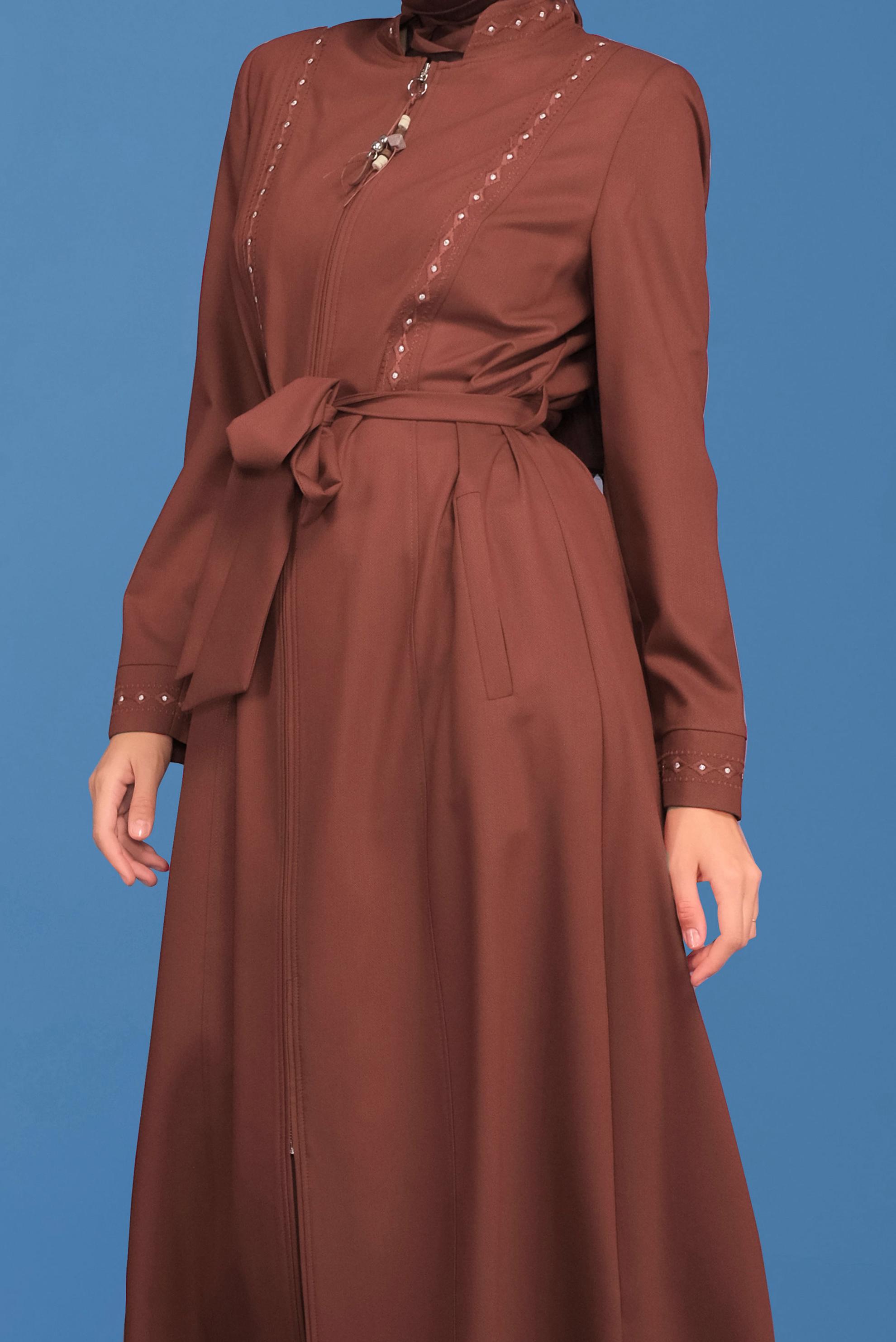 Vêtements hijab ORANGE COUCHE DE FINITION BRODÉE EN PERLES 10219