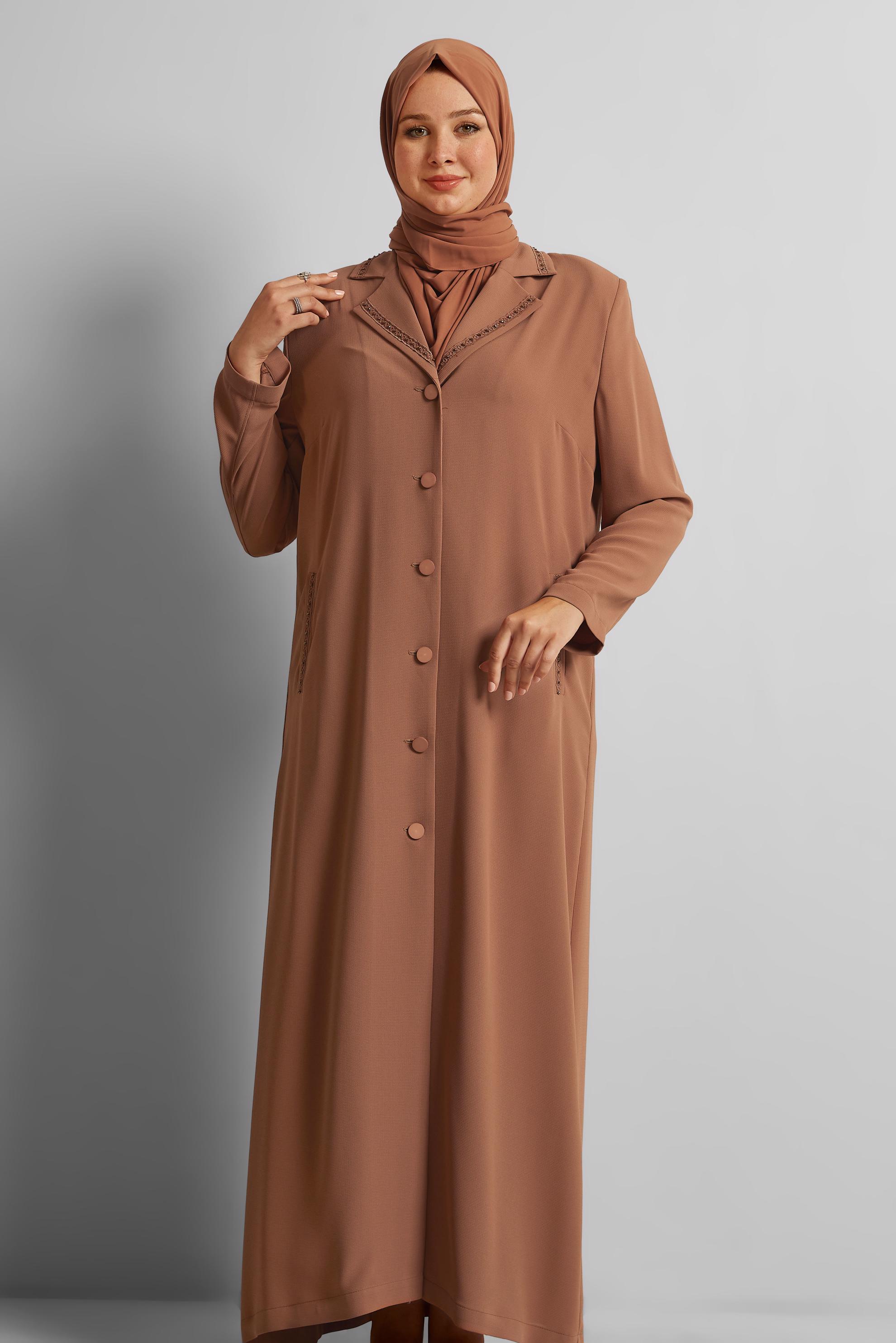 Vêtements hijab TABA PARDESSUS À BOUTONNÉ À EMBELLI 10222