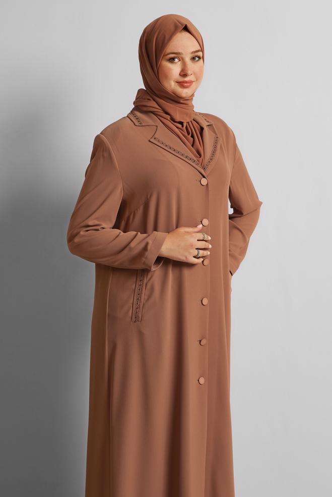 Vêtements hijab TABA PARDESSUS À BOUTONNÉ À EMBELLI 10222 - ALVİNA