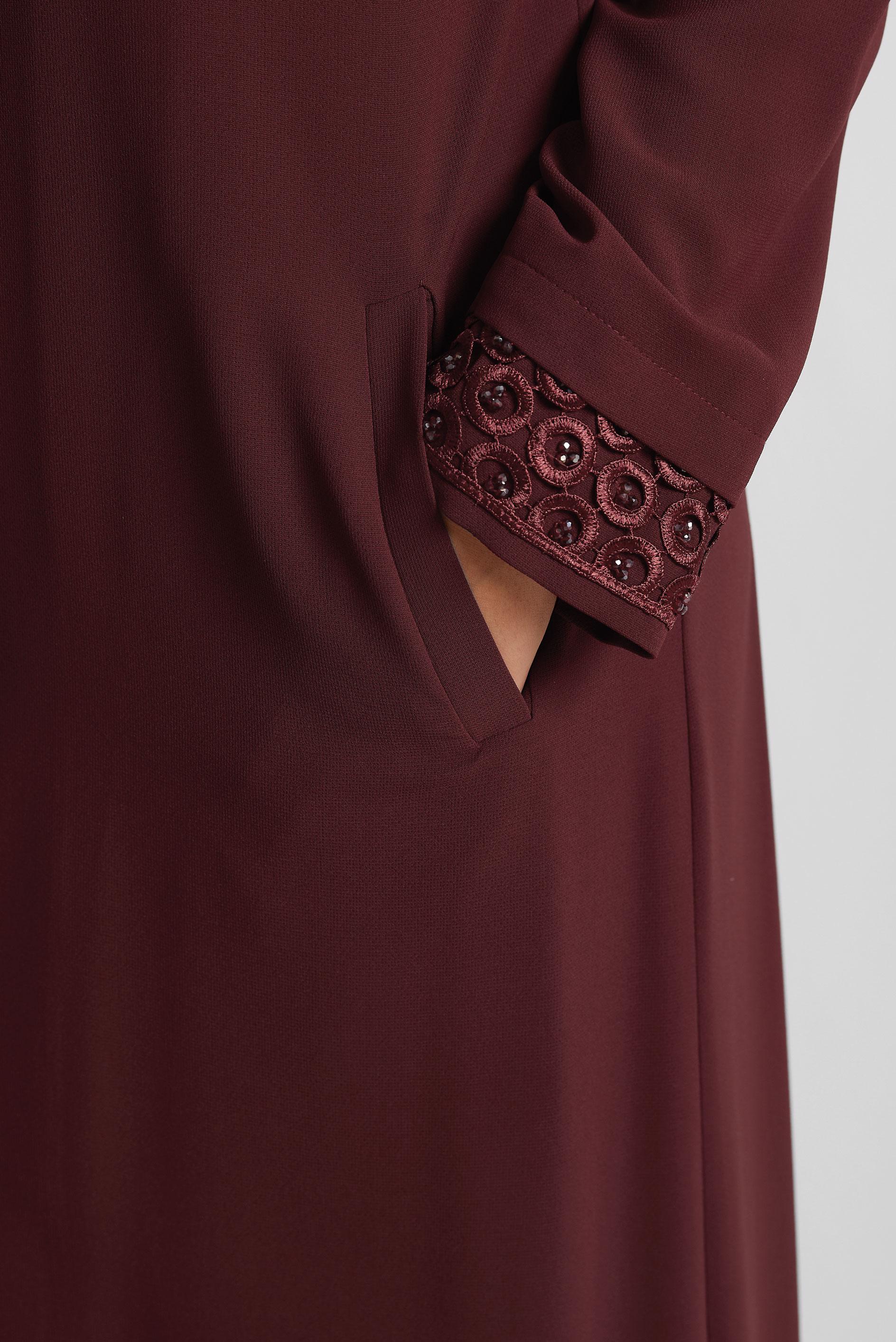 Tesettür giyim BORDO FERMUARLI PARDESÜ 10228