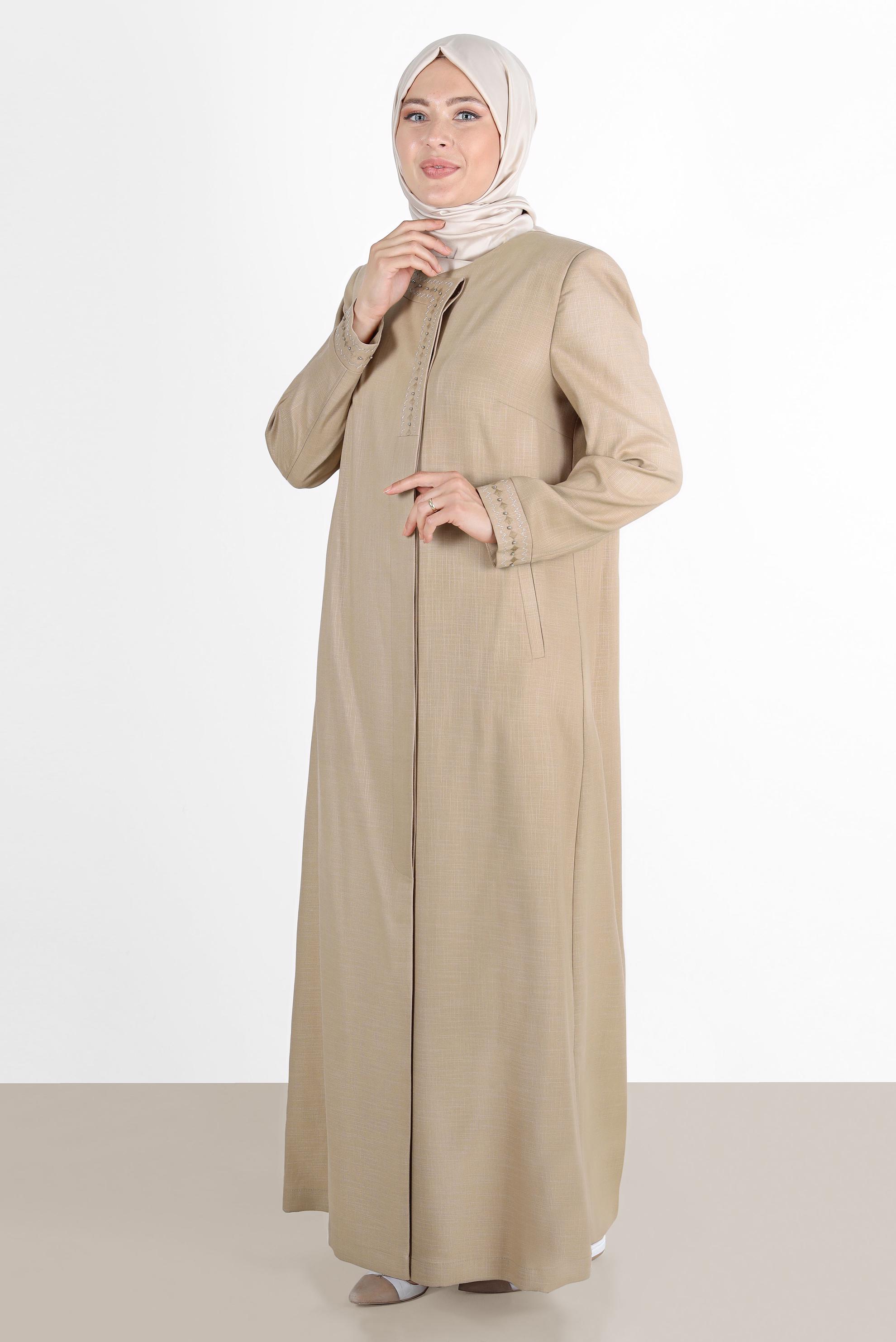 Tesettür giyim KAHVE İŞLEME DETAYLI PARDESÜ 10231