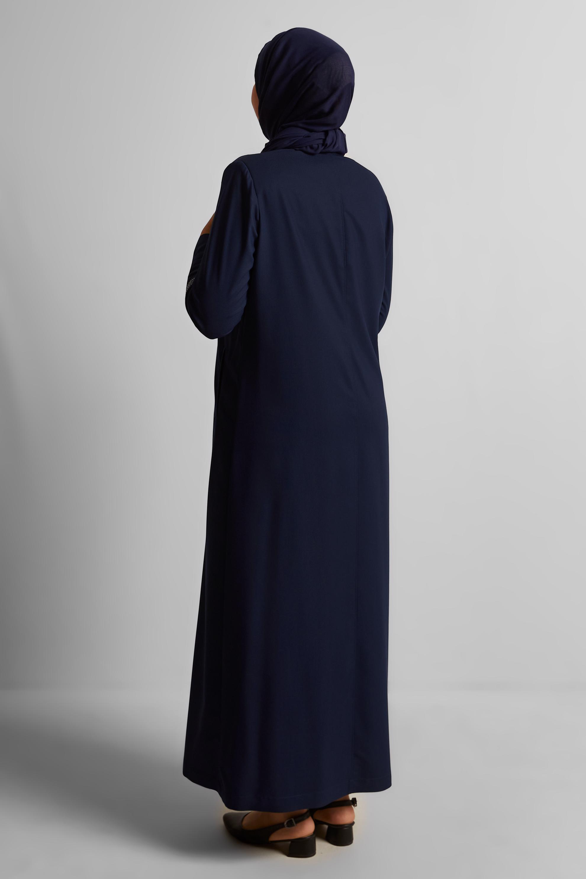 Vêtements hijab BLEU MARINE PARDESSUS À BROOCH 10233