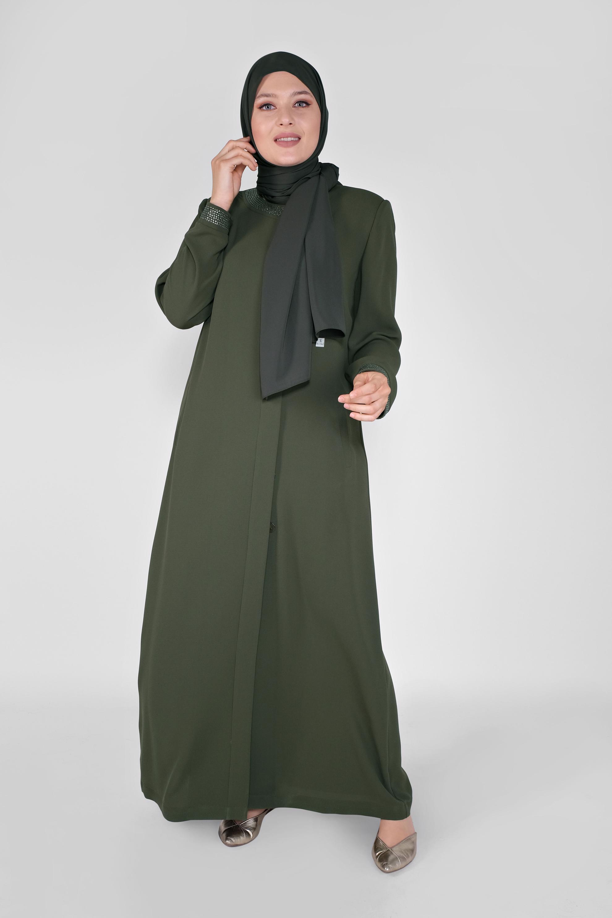 Tesettür giyim HAKİ BÜYÜK BEDEN PARDESÜ 10249