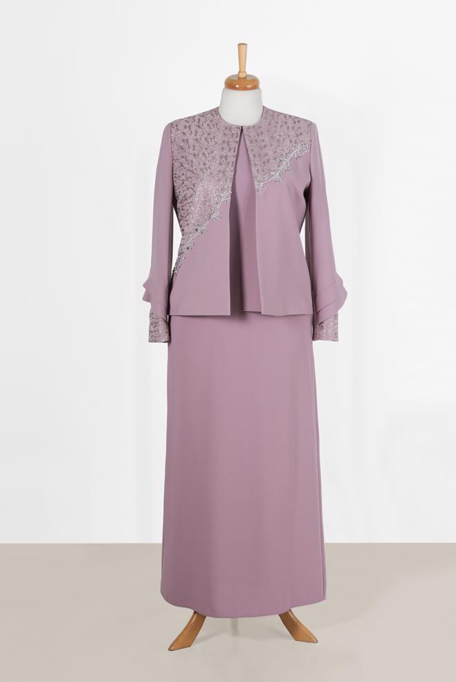 Vêtements hijab POUDRE ENSEMBLE JUPE 3 PIÈCES ARGENTÉE BRODÉE 30023 - ALVİNA