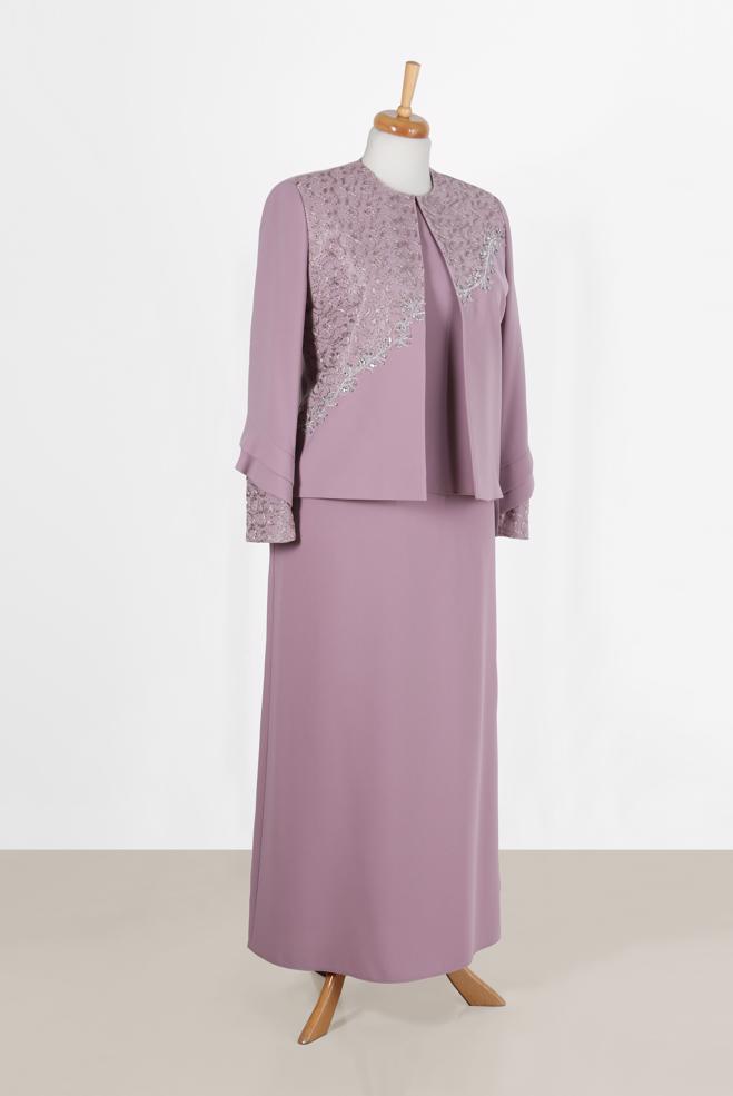 Vêtements hijab POUDRE ENSEMBLE JUPE 3 PIÈCES ARGENTÉE BRODÉE 30023 - ALVİNA