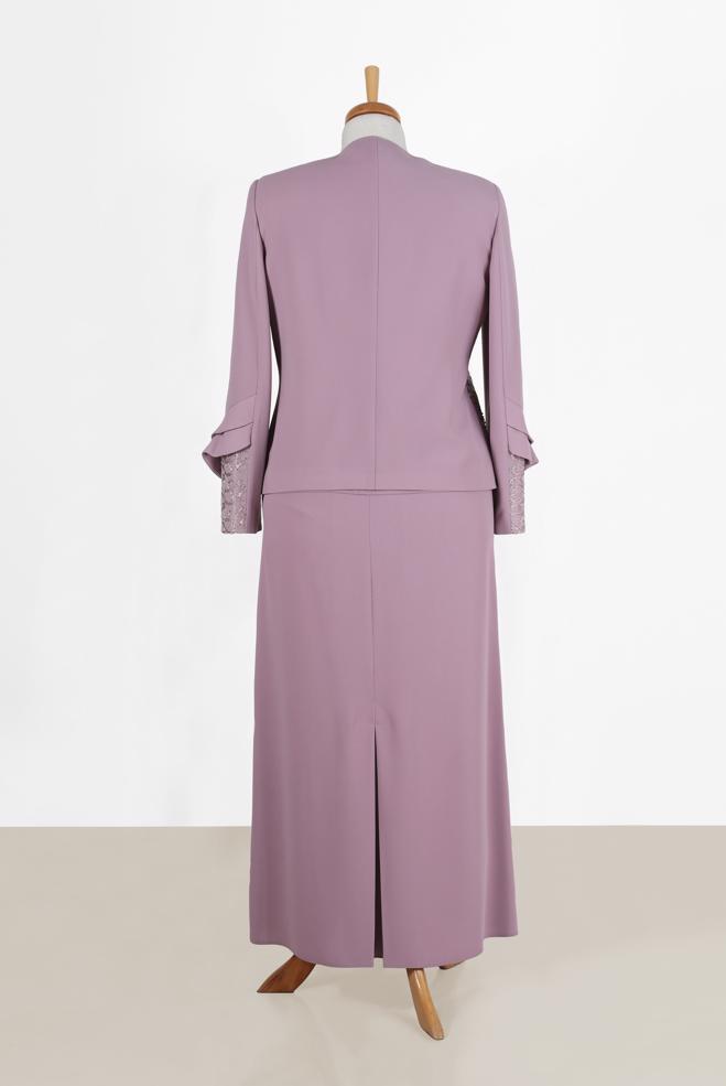 Vêtements hijab POUDRE ENSEMBLE JUPE 3 PIÈCES ARGENTÉE BRODÉE 30023 - ALVİNA