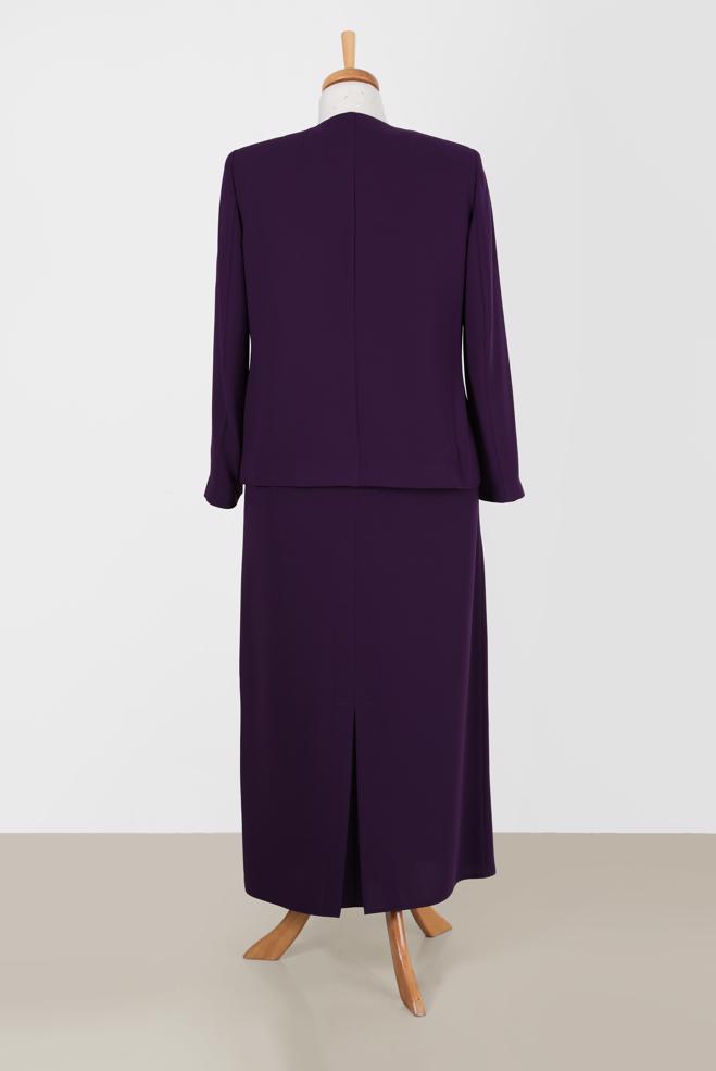 Vêtements hijab POURPRE COSTUME JUPE 3 PIÈCES DÉTAIL GEM 30050 - ALVİNA