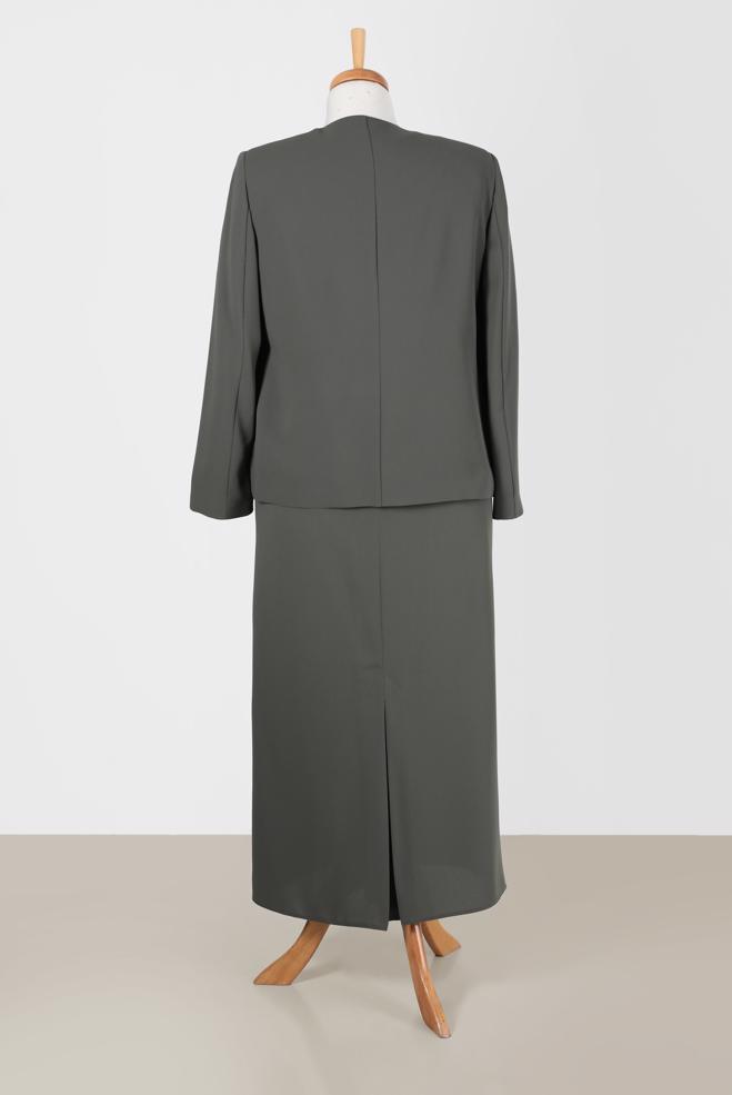 Vêtements hijab KAKI COSTUME JUPE 3 PIÈCES DÉTAIL GEM 30050 - ALVİNA